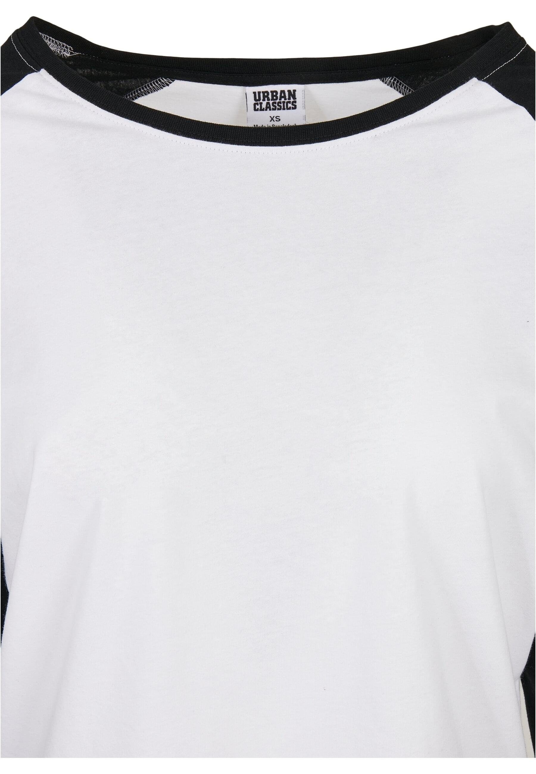 URBAN CLASSICS Langarmshirt Damen Ladies Longsleeve white/black Contrast (1-tlg) Raglan