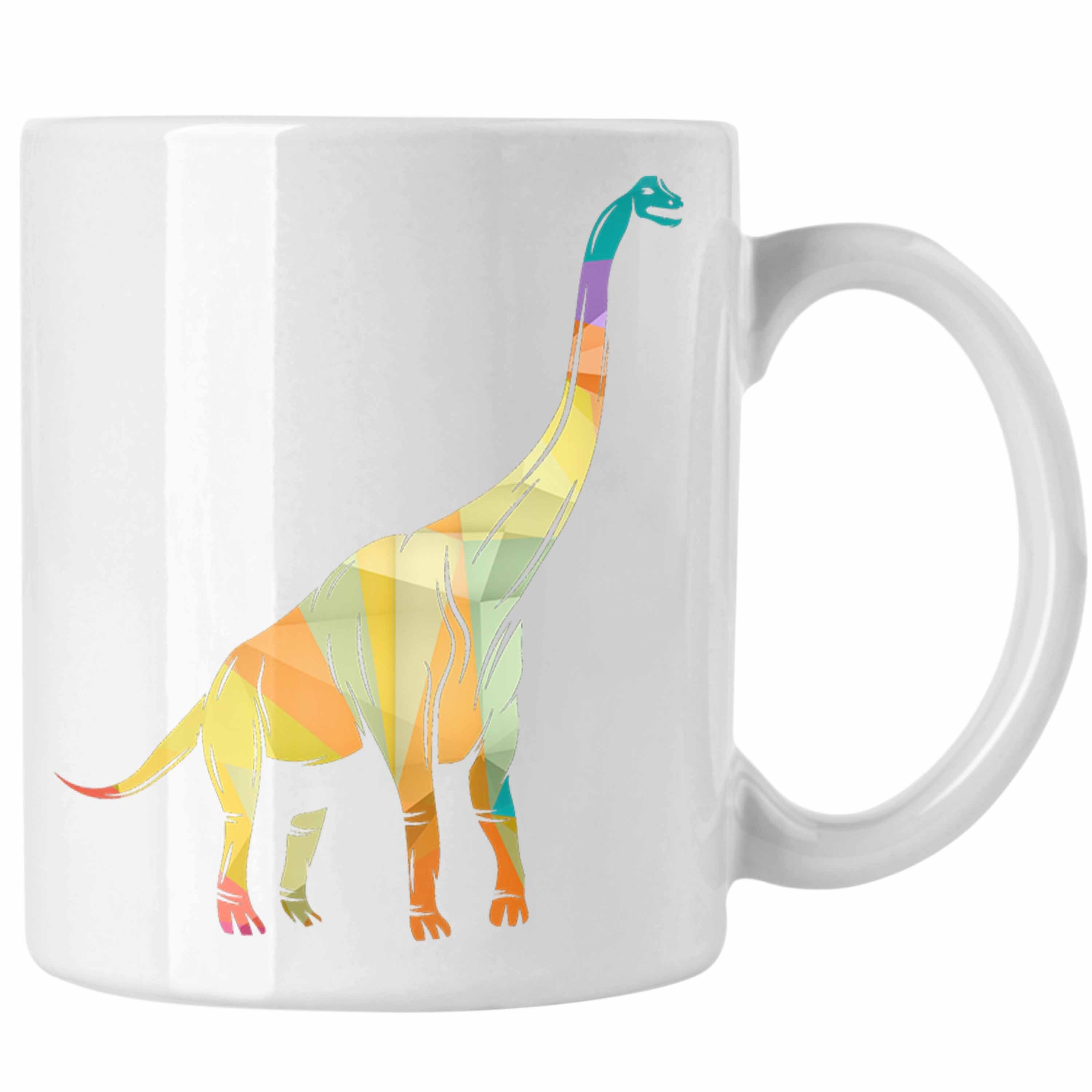 Bunt Dinosaurier Trendation Grafik Polygon - Tasse Tasse Brachiosaurus Trendation Weiss