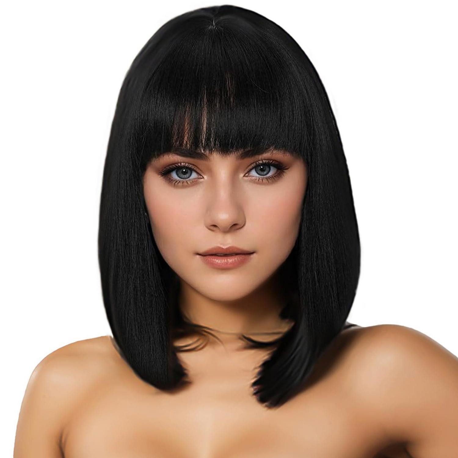 LuxusKollektion Kostüm-Perücke Perücke Bob kurz mit Pony schwarz blond 35 cm synthetisch