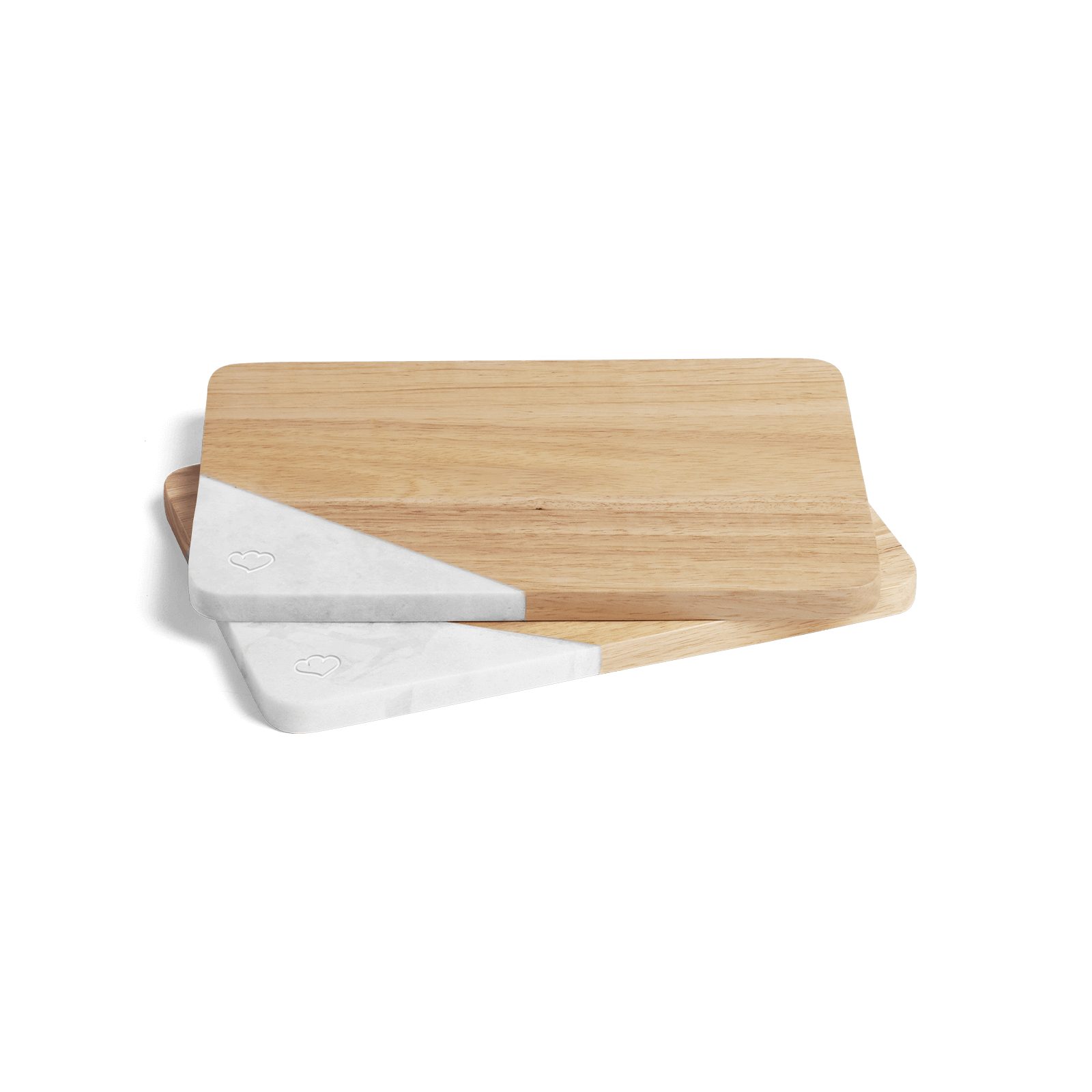 Springlane Schneidebrett & Servierbrett - Kautschukholz & Marmor - verschiedene Ausführungen, Kautschukholz Marmor, 2er-Set Schneide-& Frühstücksbrettchen, 28 x 18 x 1,5 cm