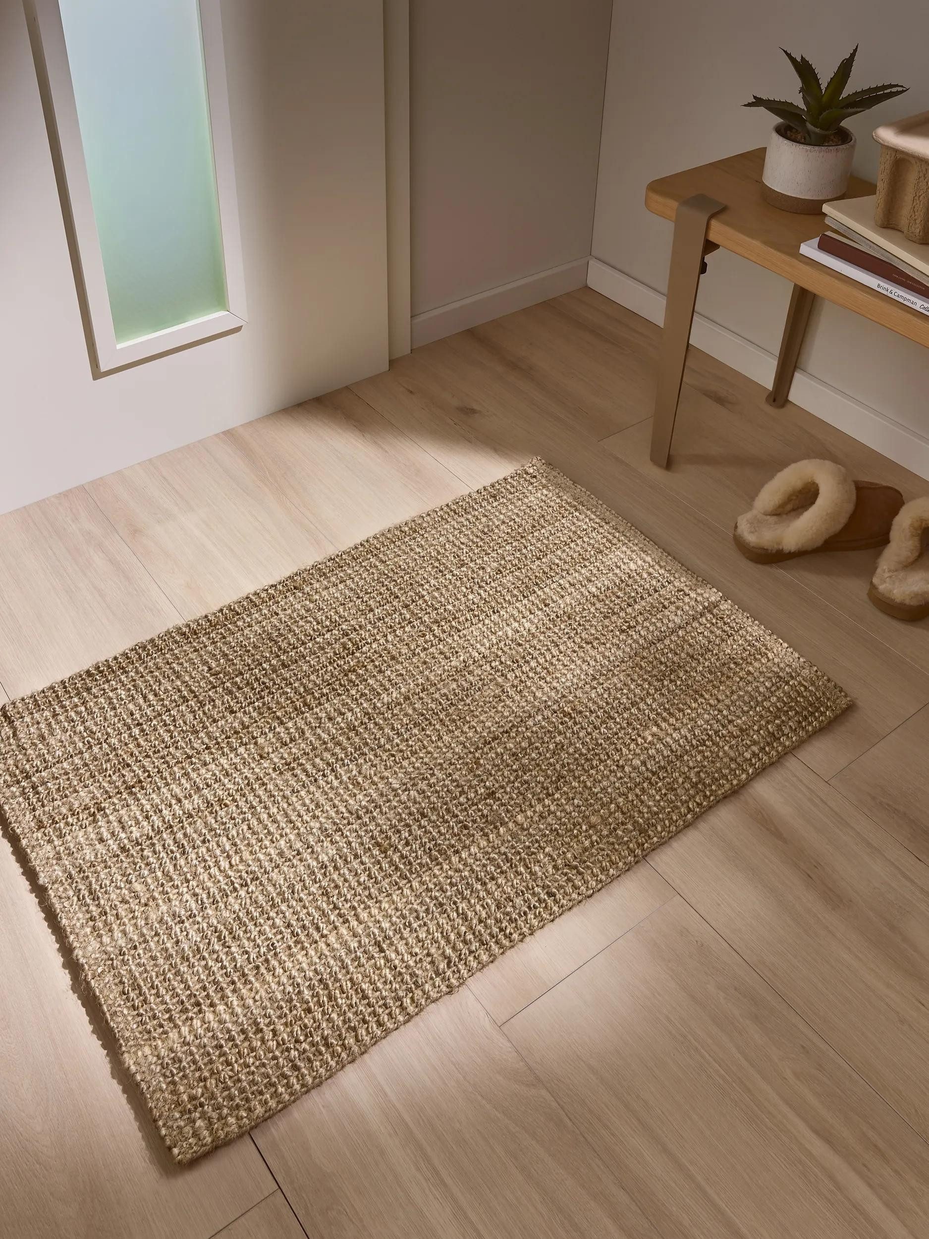 benuta Fußmatte Svea, rechteckig, Höhe: 5 mm, Hangefertigter Juteteppich, Wohnzimmer, Esszimmer, Schlafzimmer, Flur