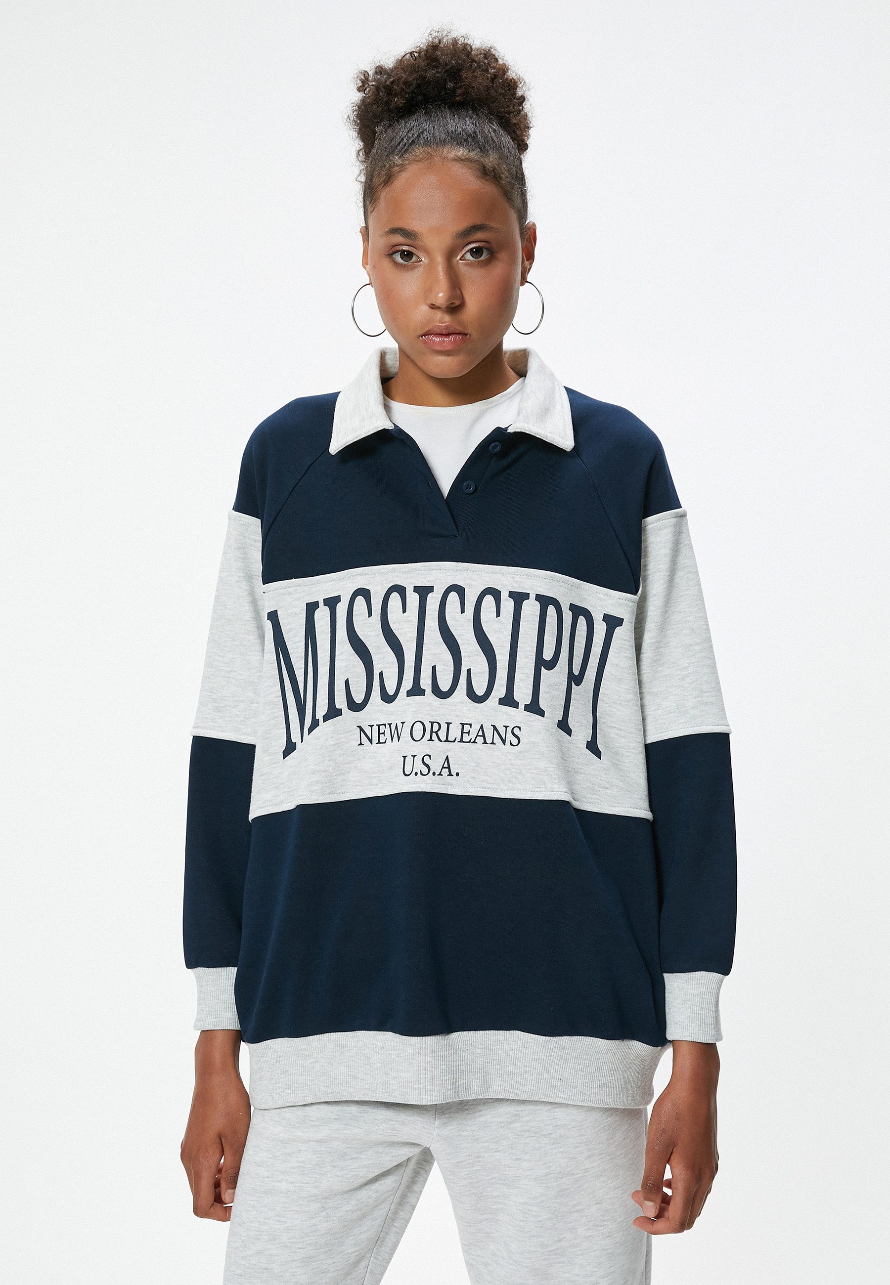 Koton Sweatshirt Polokragen Mit Farbblock