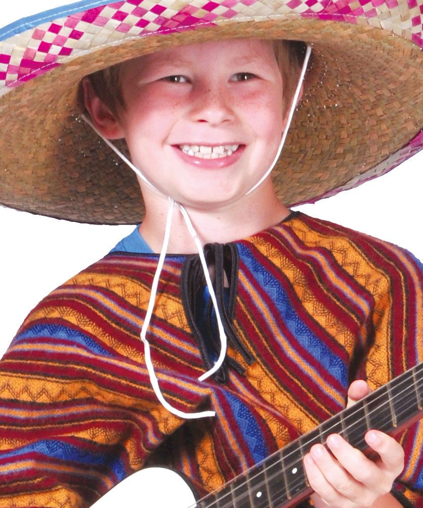 Karneval-Klamotten Kostüm Poncho Mexiko Kinder mexikanisches Kinderkostüm, Bunter Kinder Poncho Unisex Jungen Mädchen Faschingskostüm
