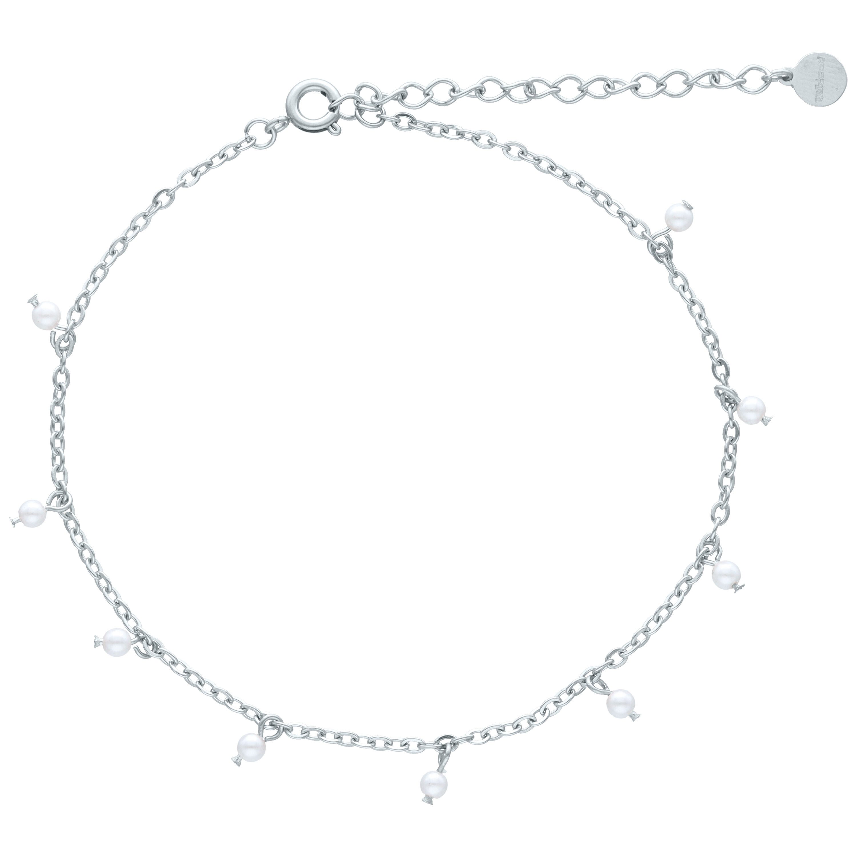 Wildcat Fußkette Little Synthetic Pearl Fußkettchen - Silber, Chirurgenstahl 316L - wasserfest, langlebig, hautverträglich