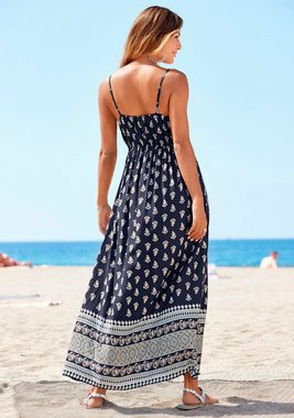 Vivance Maxikleid mit Bordürendruck und Gummizug in der Taille, Sommerkleid, Strandkleid