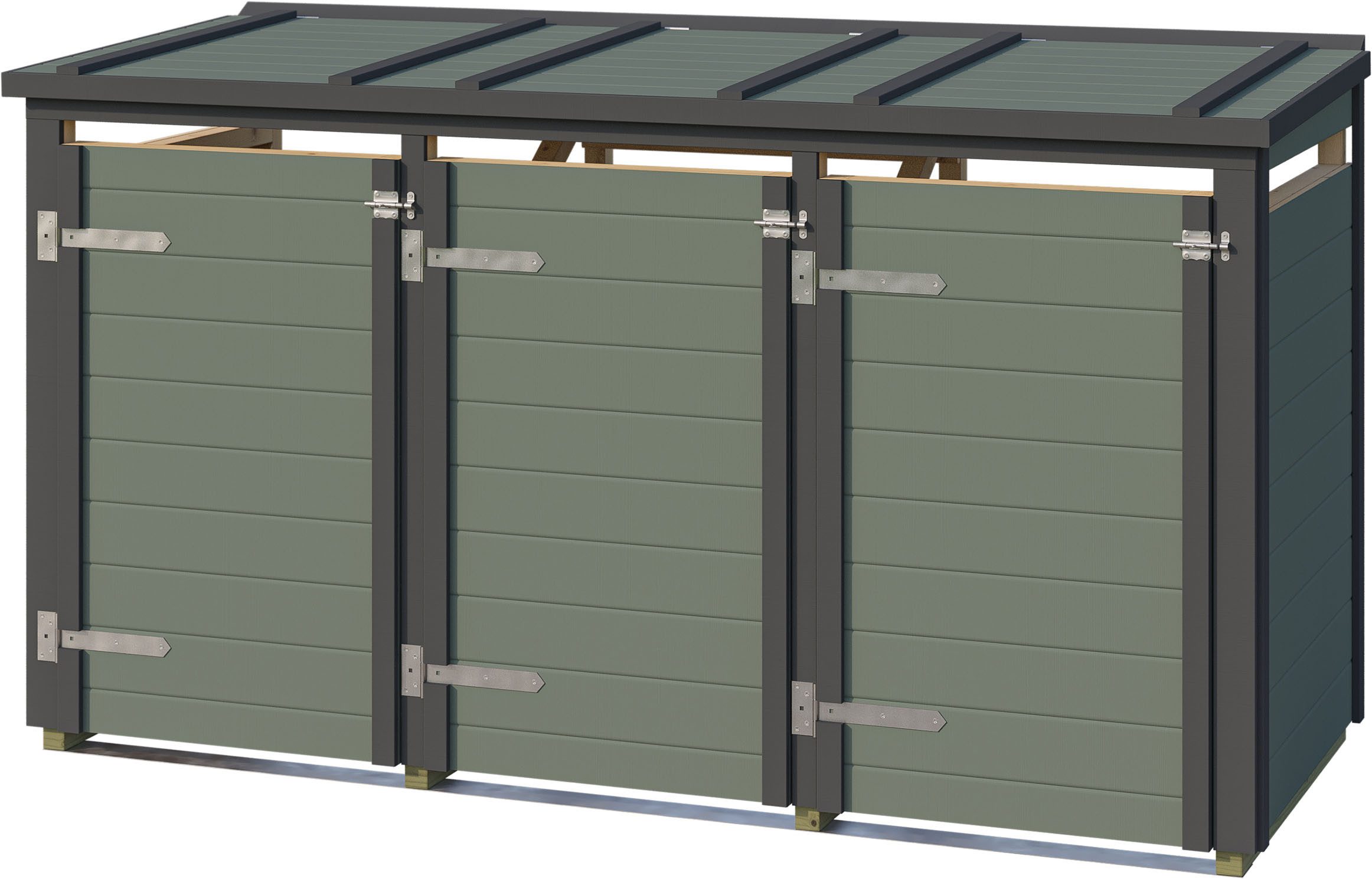 weka Mülltonnenbox Killarney, Metall pulverbeschichtet, für 3 Mülltonnen, BxTxH: 230x92x127 cm