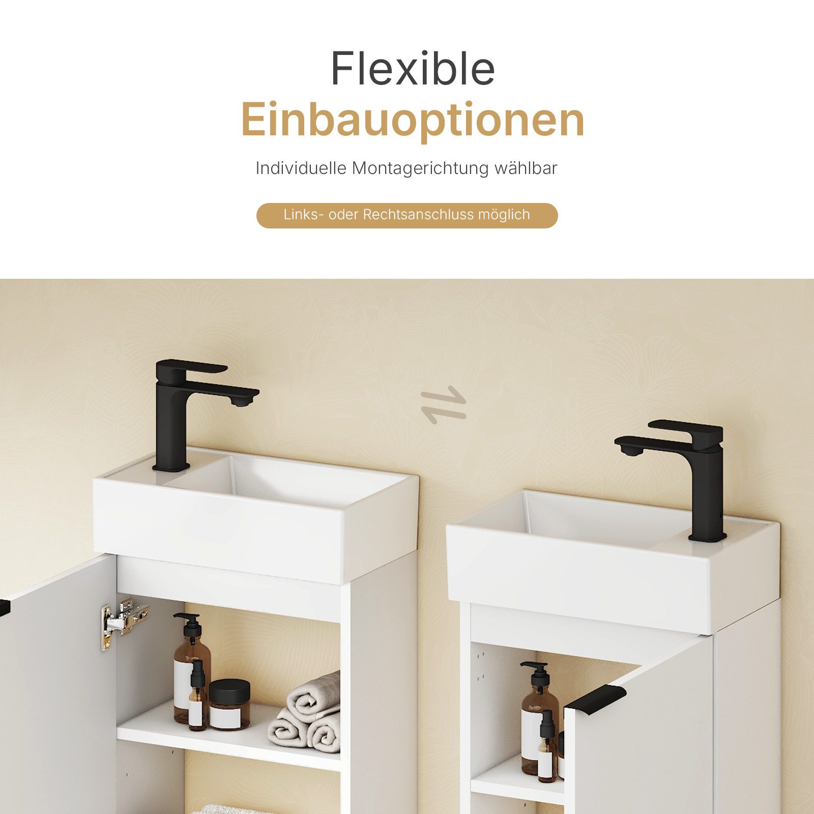 EMKE Waschtisch Kompakter Badschrank mit Waschbecken günstig online kaufen