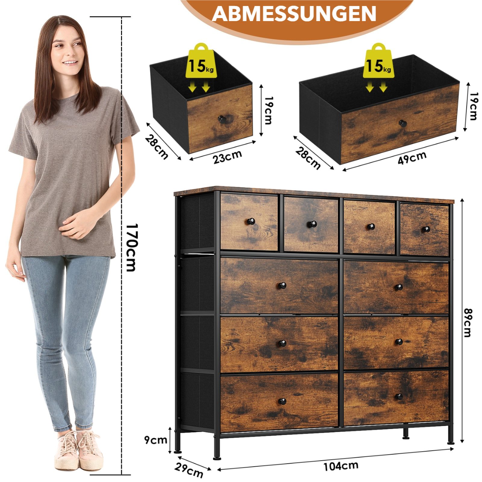 TLGREEN Stauraumschrank,Kommode mit Stoffschubladen,Aufbewahrungsschrank, ( günstig online kaufen
