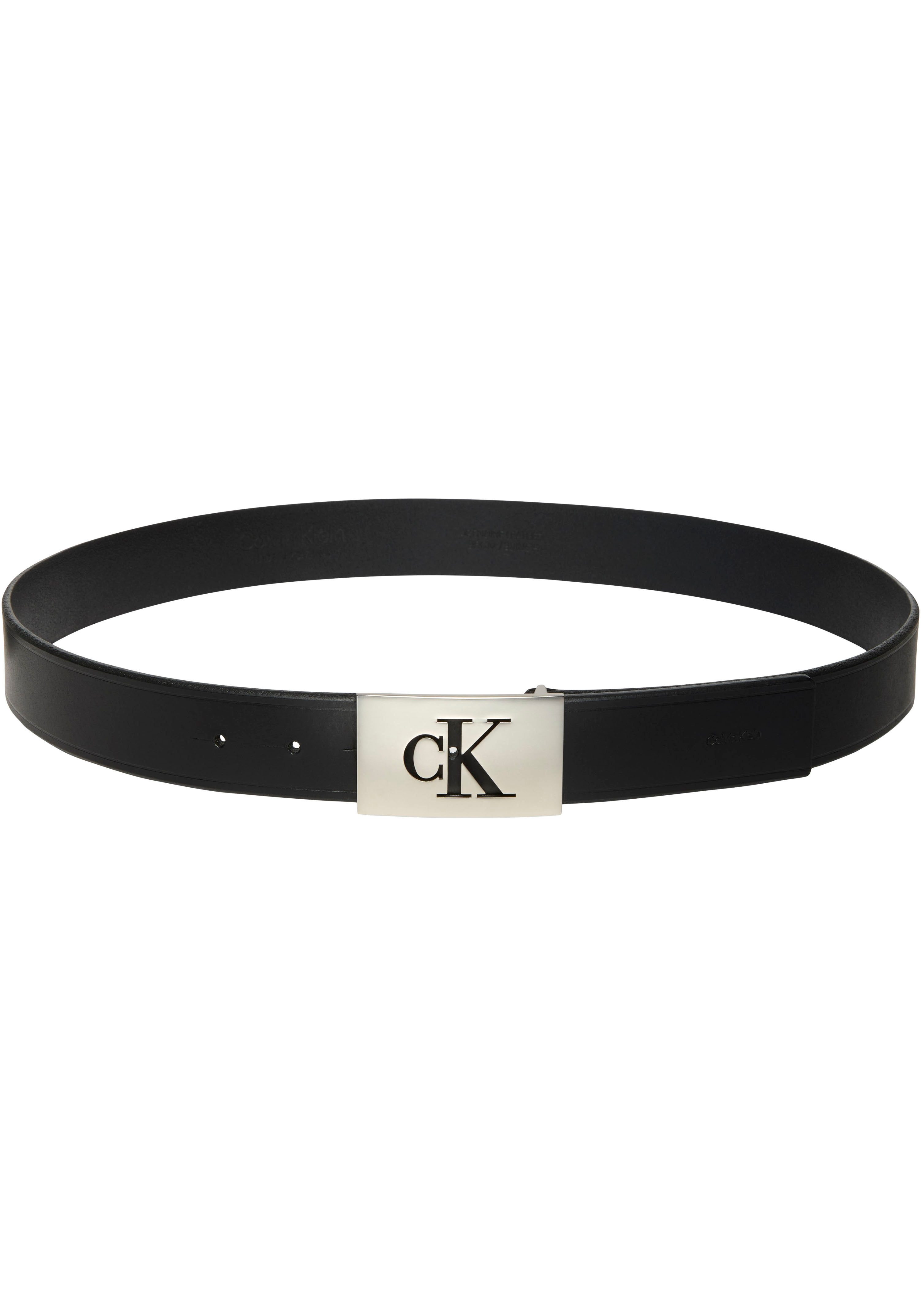 Calvin Klein Ledergürtel SSNL MONO PLAQUE 35MM FIXED Größenverstellbar mit Metallschließe