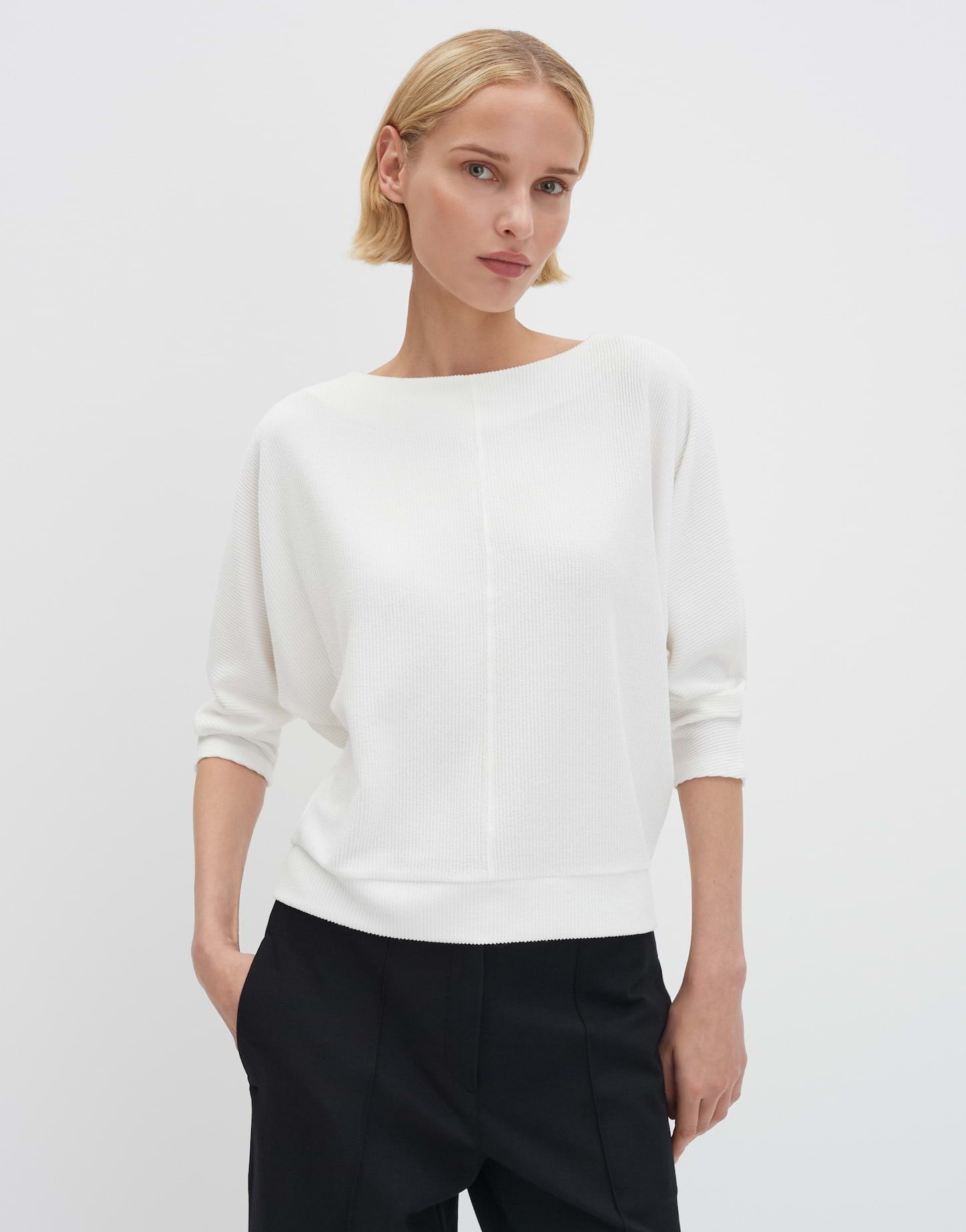 someday 3/4-Arm-Shirt KORIELL Loose aus ECOVERO™ Viskosemix schmal zulaufend, feine Rippstruktur, Fledermausärmel