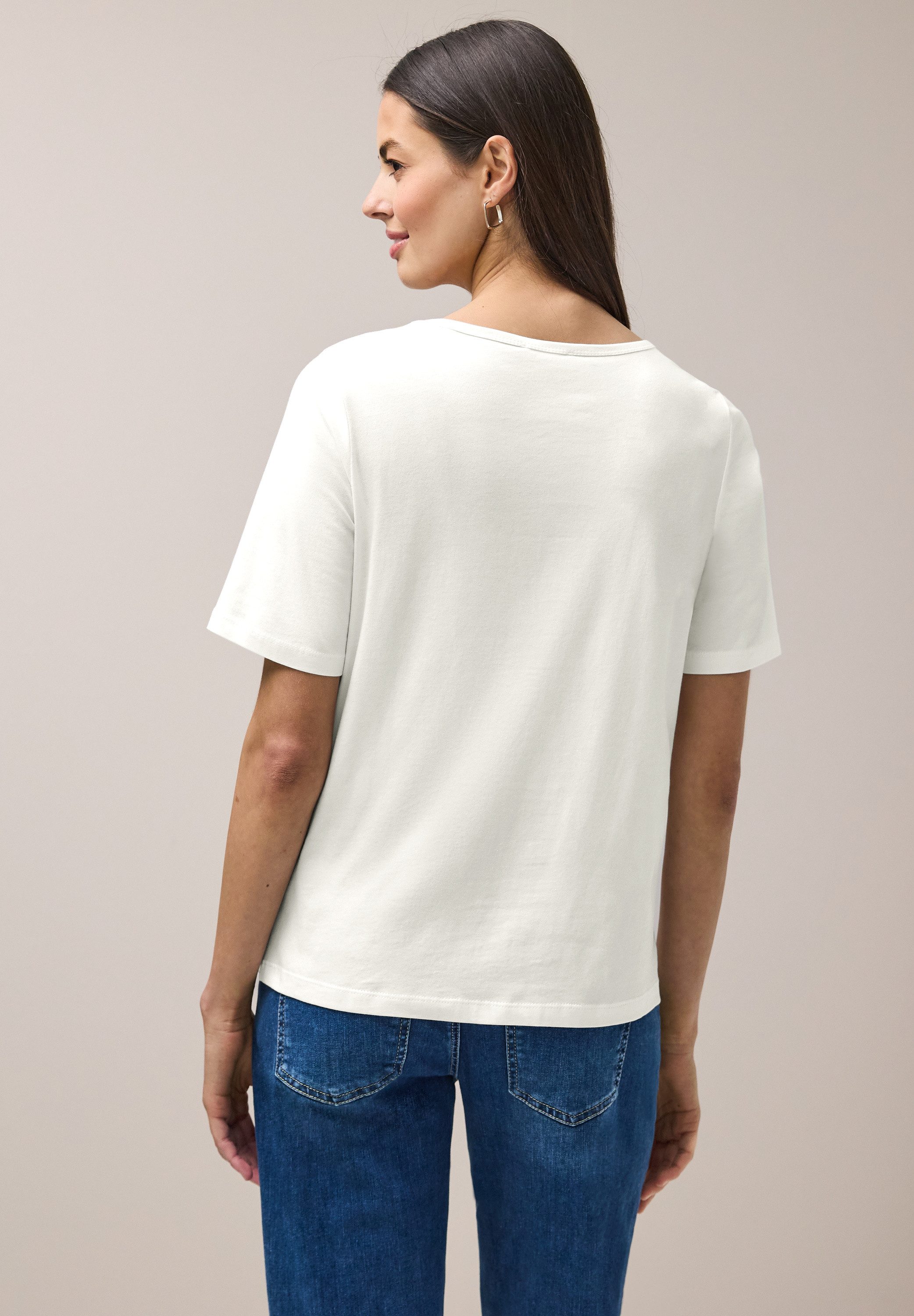 STREET ONE T-Shirt Style Lea Rundhalsusschnitt, Modalmix, mit Frontprint