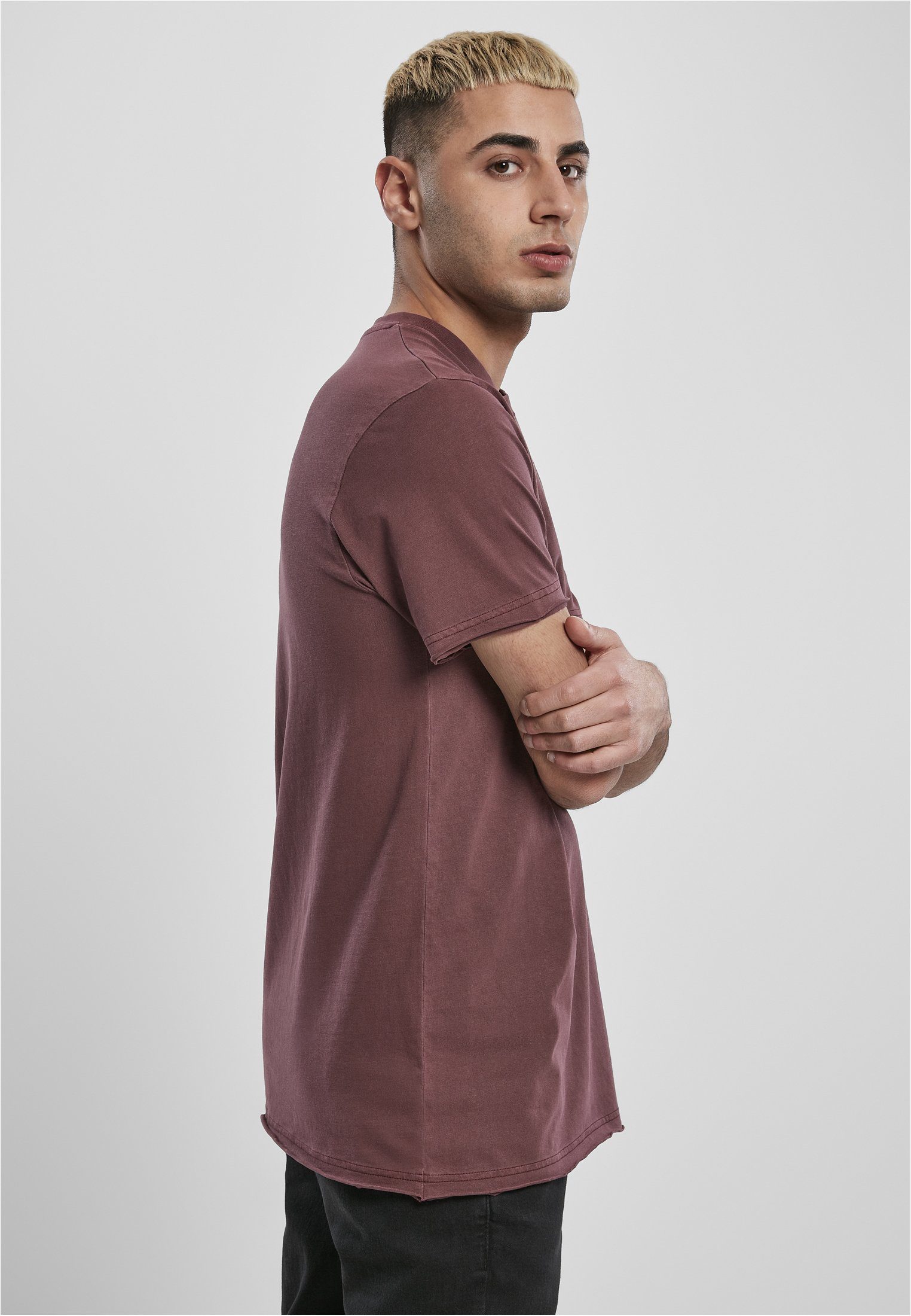 T-Shirt CLASSICS Tee Basic Edge (1-tlg) Herren Pigment Open Dyed cherry URBAN