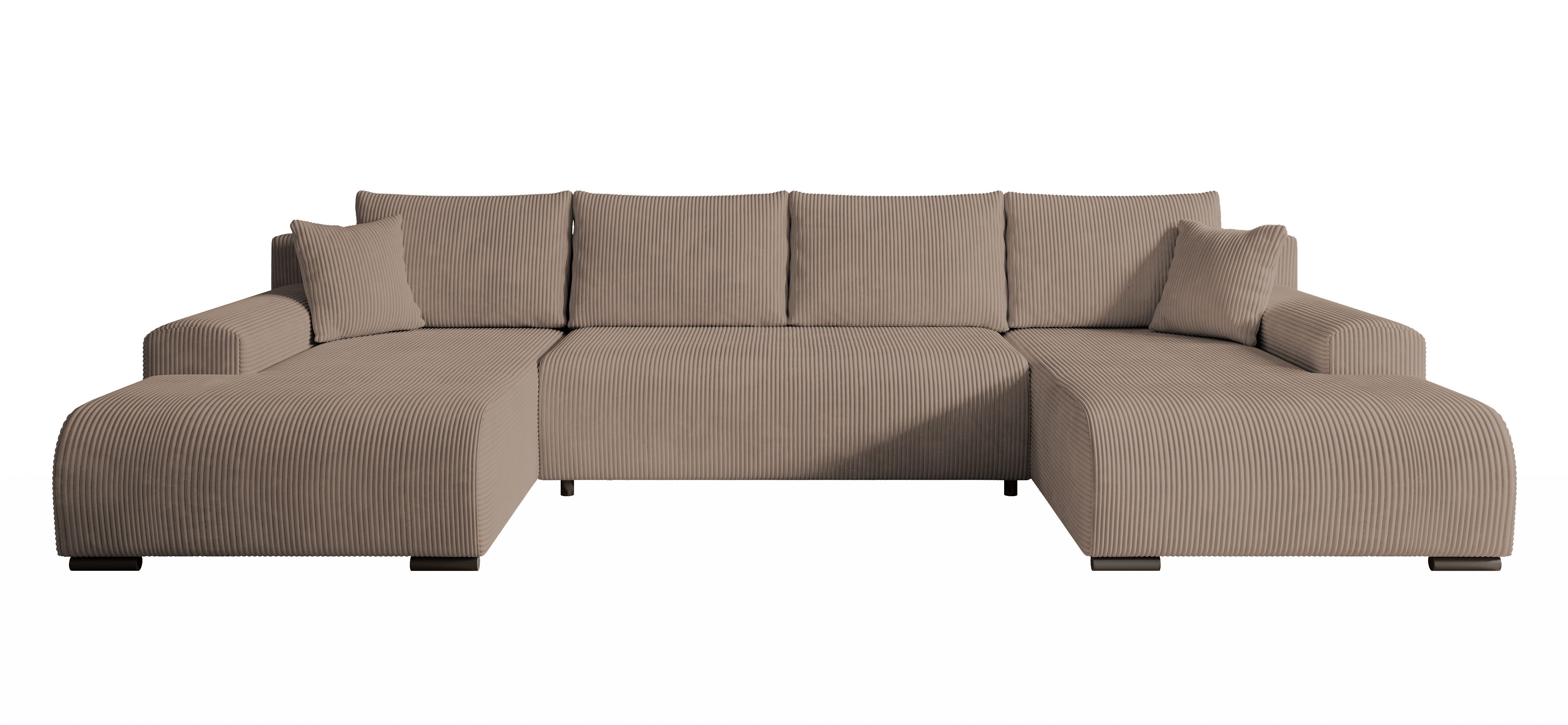 storez24 Ecksofa Ellen U, mit Bettkasten und Schlaffunktion, Cordstoff, U-Form, bequem