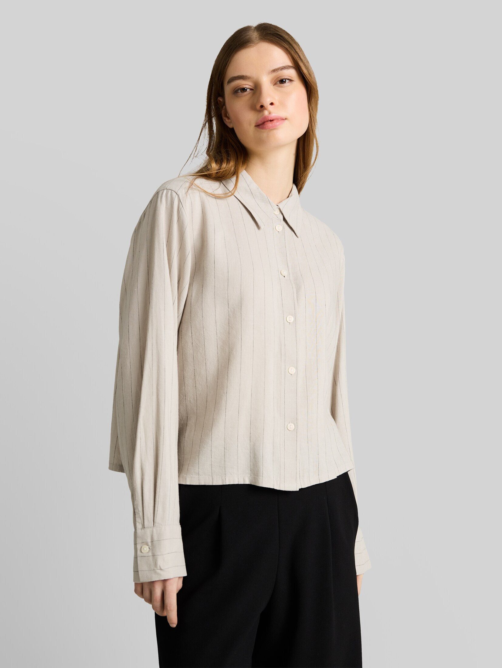 TOM TAILOR Denim Langarmbluse Blusen & Shirts Boxy Fit Hemdbluse mit Schleifen-Detail