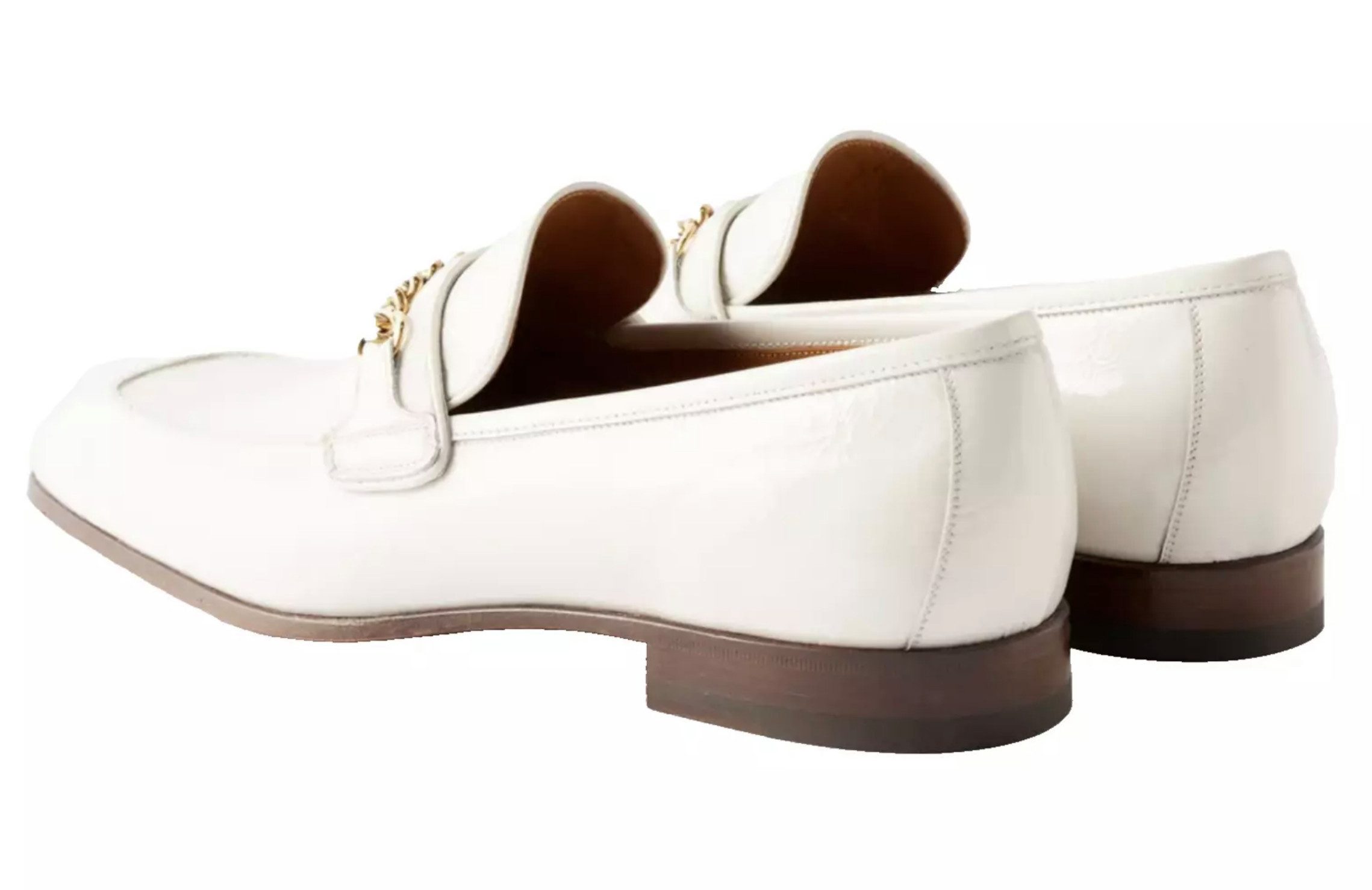 Tom Ford BAILEY Chain Loafer Slipper in Off-White Loafer Goldfarbene Kettenverzierung auf Samteinsatz