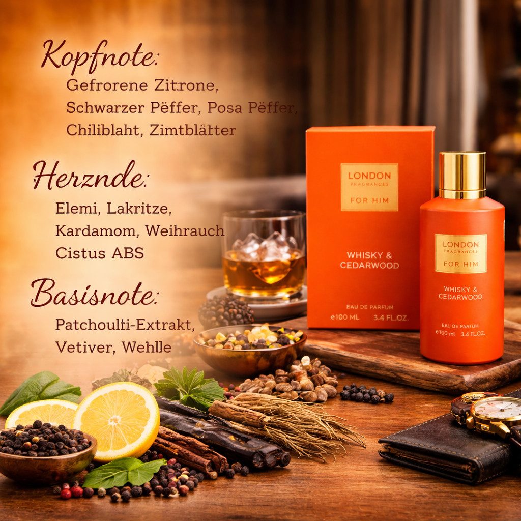 LONDON FRAGRANCES Eau de Parfum London Fragrances For Him Herrenduft EDP 100 ml, 1-tlg., Hergestellt in UK, Herrenduft, Elegant