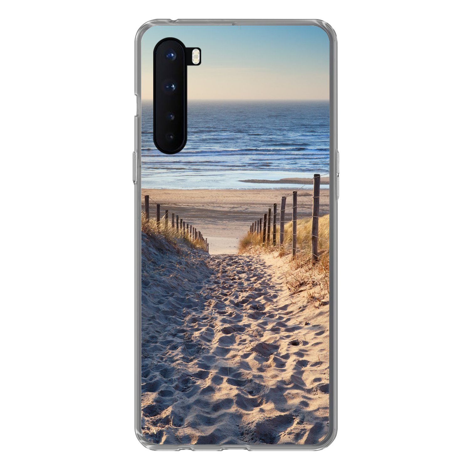 MuchoWow Handyhülle für OnePlus Nord Strand - Meer - Niederlande - Dünen - Sonne, Phone Case, Silikon, Schutzhülle Dünn