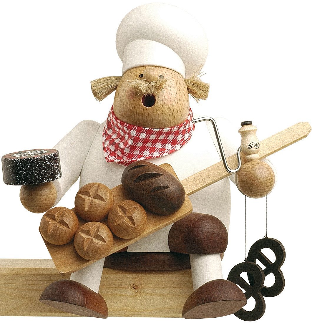 KWO Kunstgewerbe Werkstätten Räuchermännchen KWO Räuchermann Kantenhocker Bäcker, (1 St), Handarbeit aus dem Erzgebirge