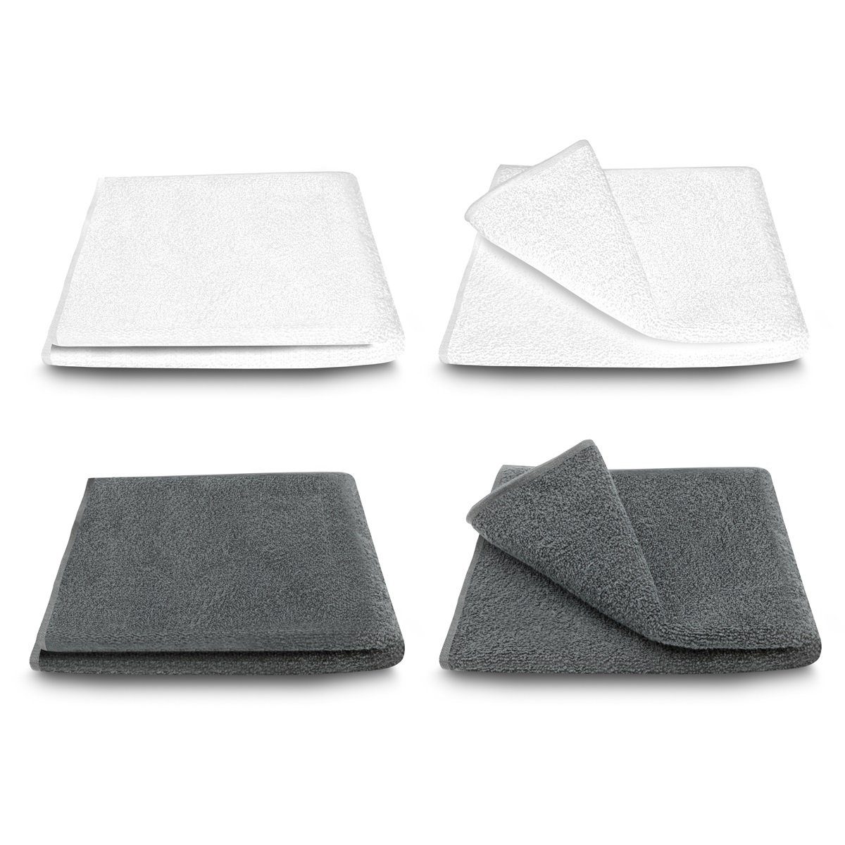 Handtuch Set Handtuch 100% Baumwolle 4 Handtücher 2x weiß + 2x anthrazit Set