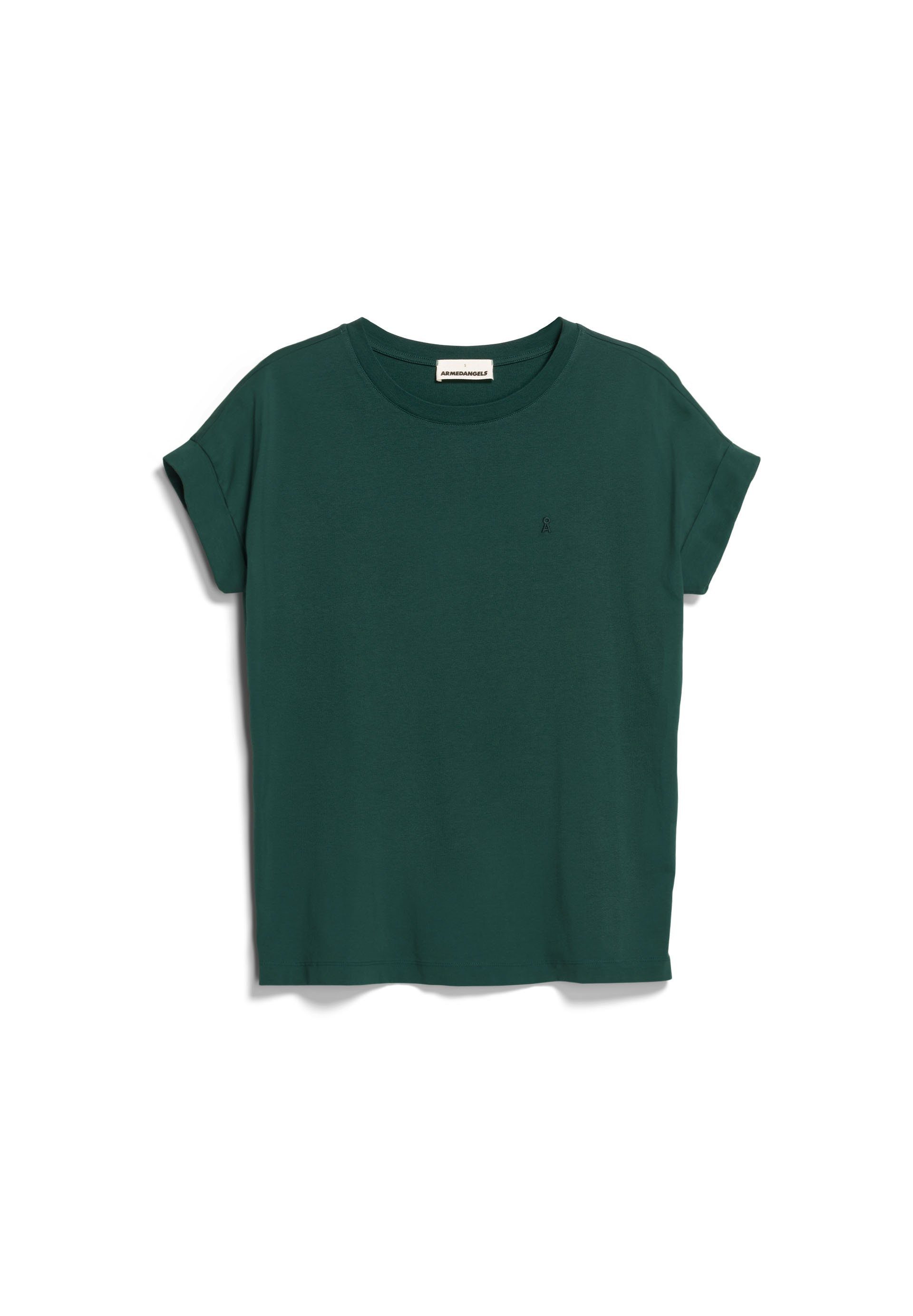 T-Shirt Bio-Baumwolle teal Keine Details Fit aus T-Shirt (1-tlg) Damen Armedangels IDAARA stone Loose