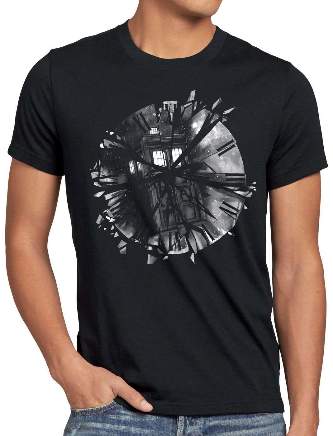 style3 Print-Shirt Herren T-Shirt Time Crash Tardis zeitreise serie polizei notrufzelle