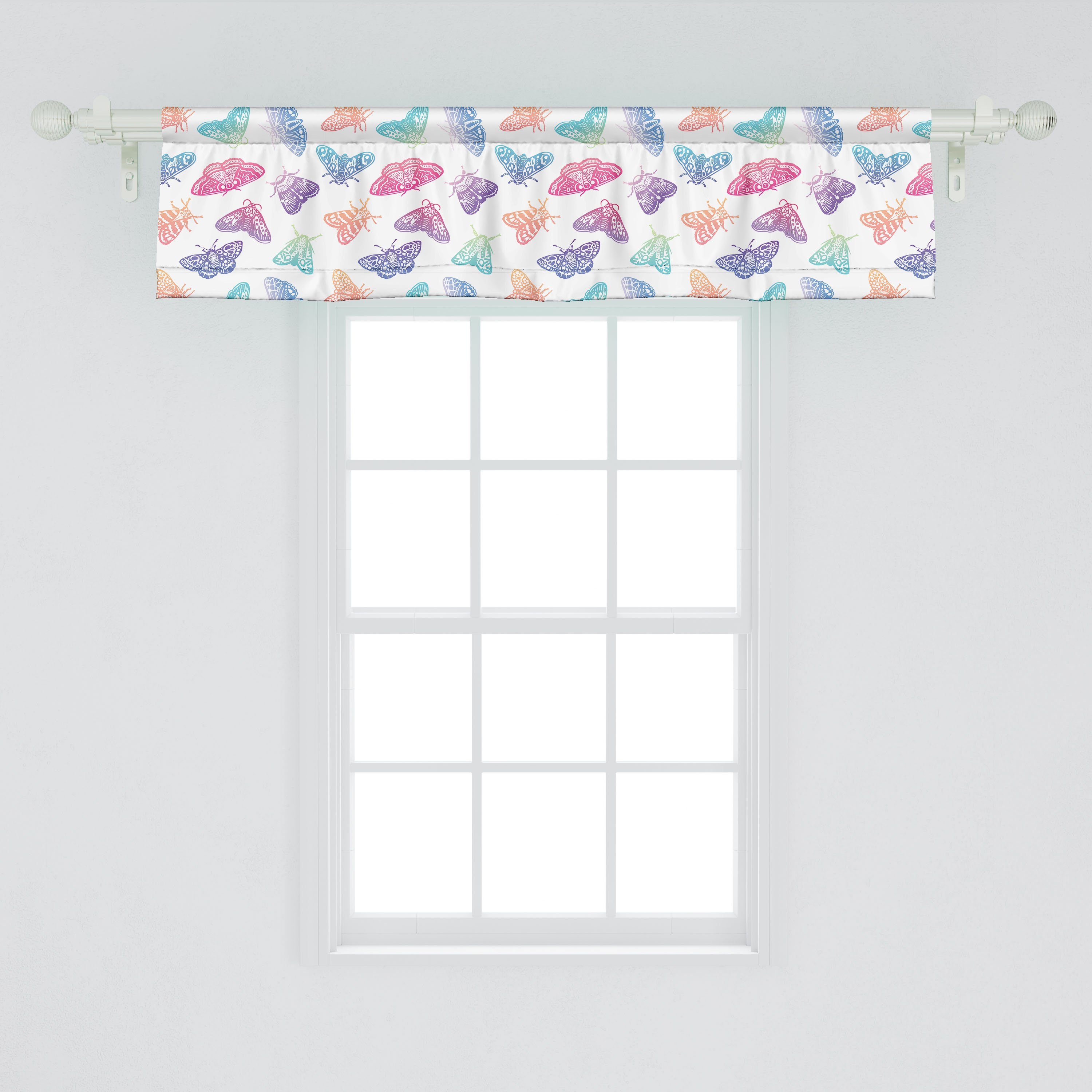 Scheibengardine Vorhang Farben mit Microfaser, Schlafzimmer Insekten Schmetterling Abakuhaus, Volant für Küche Dekor Stangentasche, Gradient