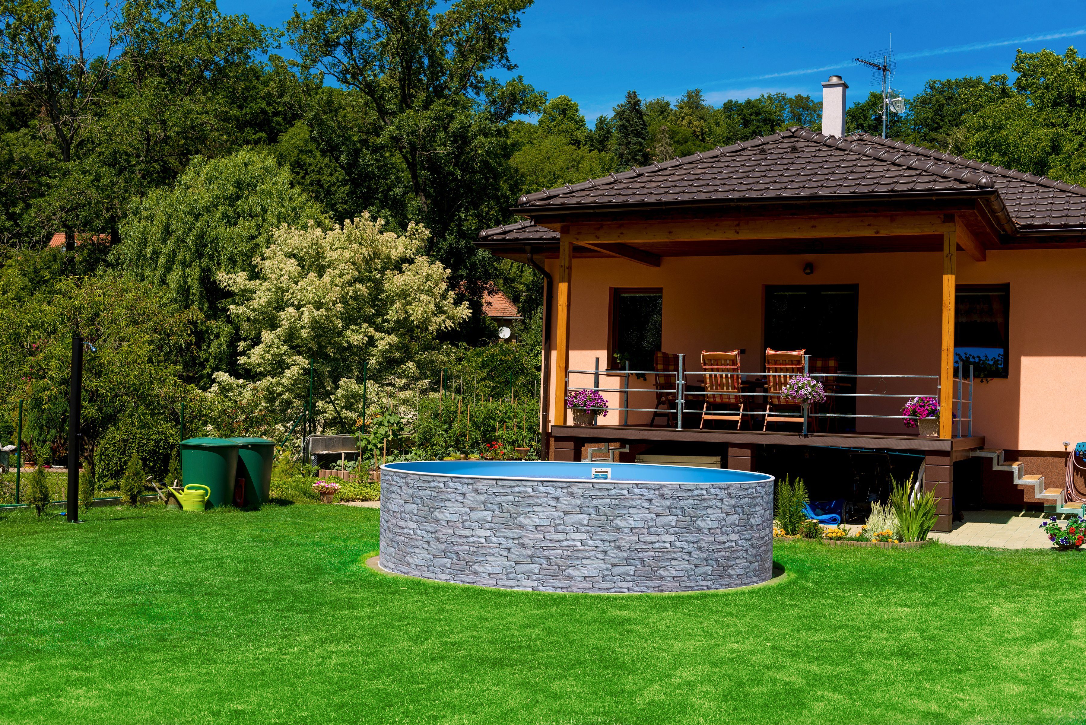 my POOL BWT Rundpool STONE 3 (Set, 8-tlg), Steindekor, in verschiedenen Größen