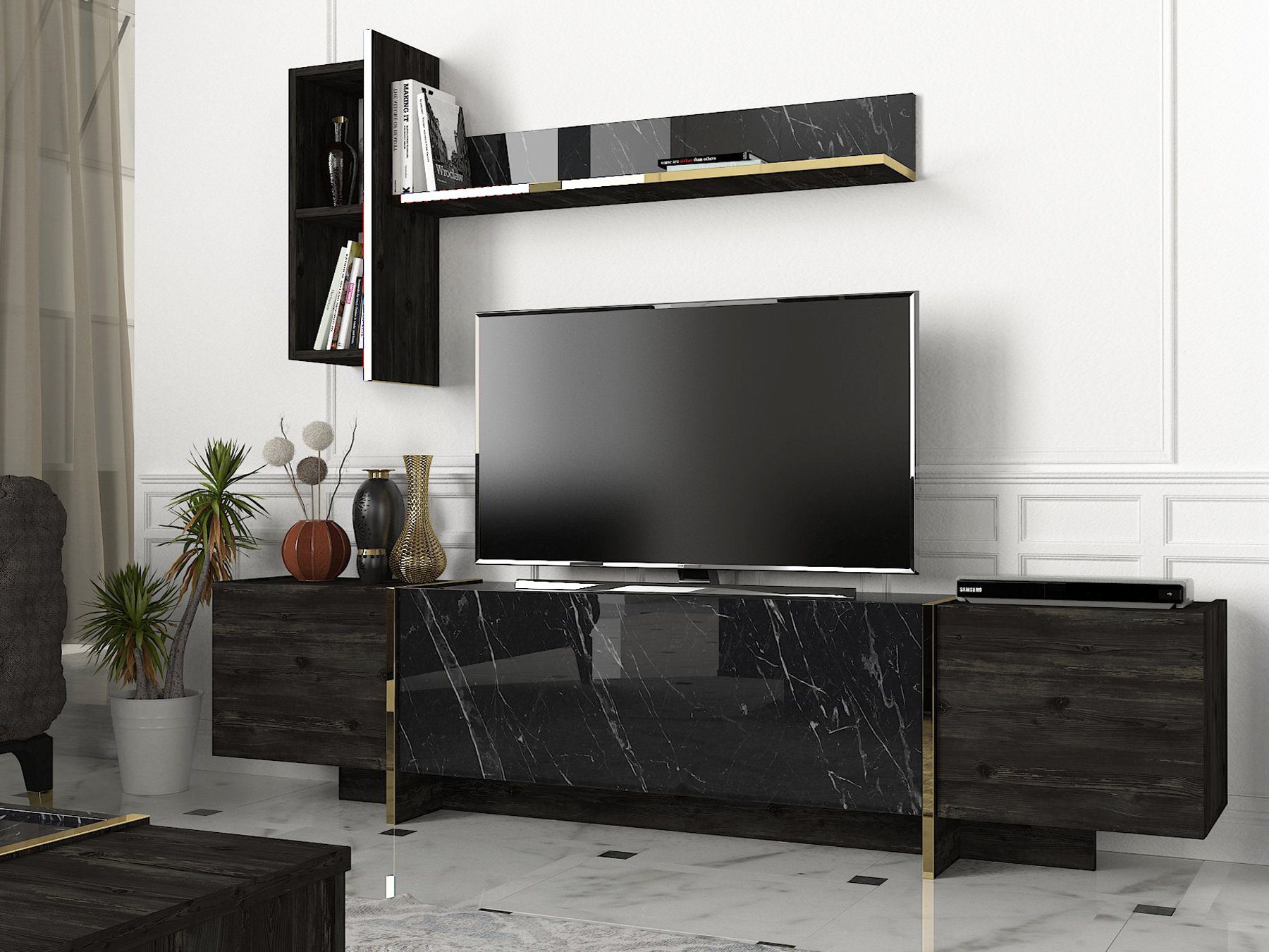 moebel17 Wohnwand Wohnwand Veyron Rebab Braun günstig online kaufen