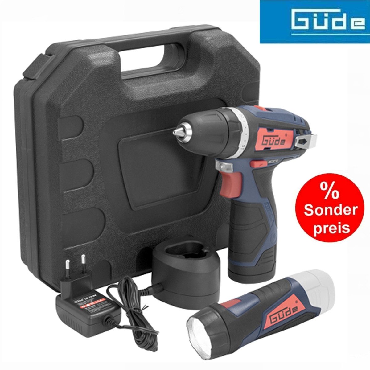 Güde Bohrschrauber 12V Akku Bohrschrauber BS 12-131-04K Koffer Akku Ladegerät LED Lampe
