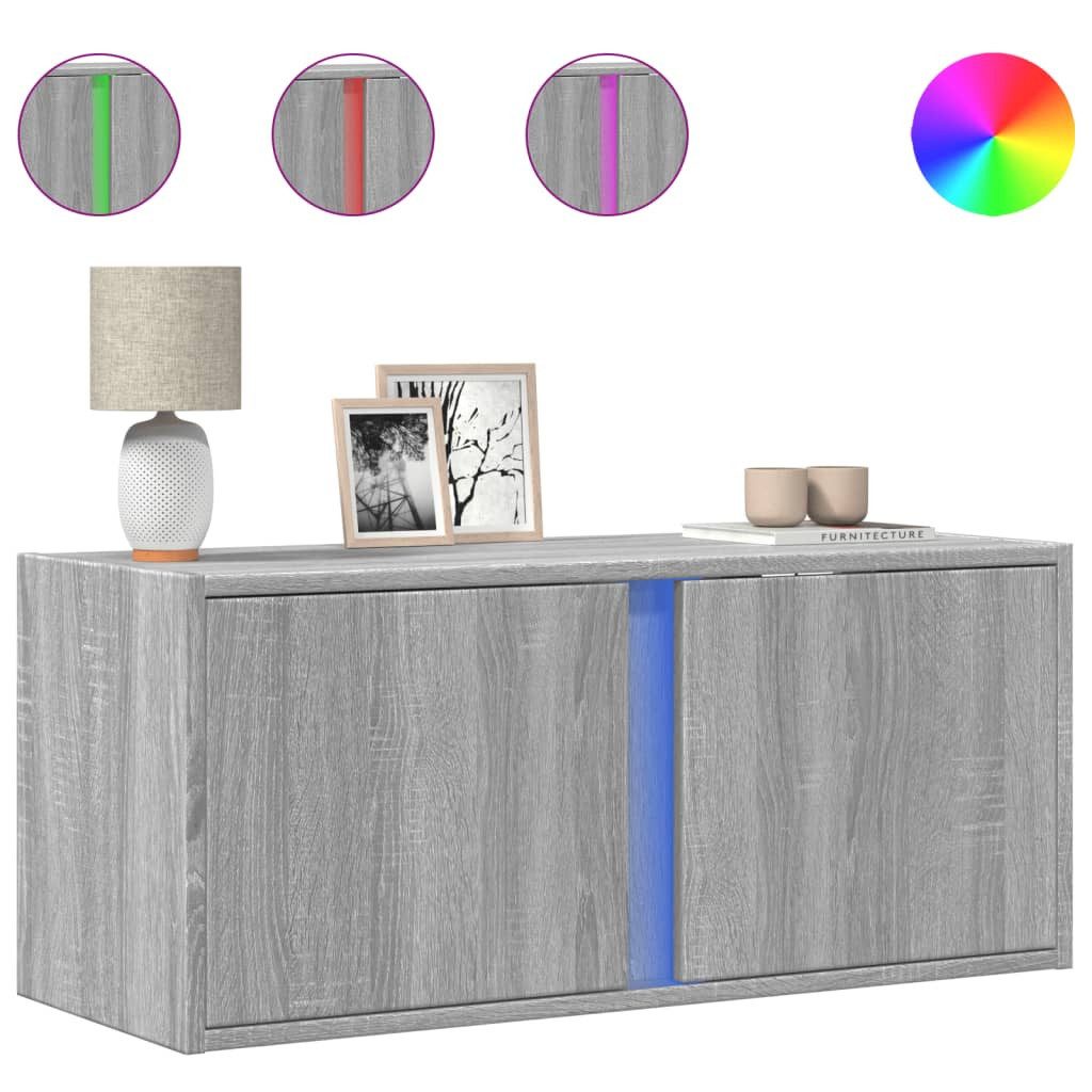 vidaXL TV-Wand TV-Wandschrank mit LED-Beleuchtung Grau günstig online kaufen