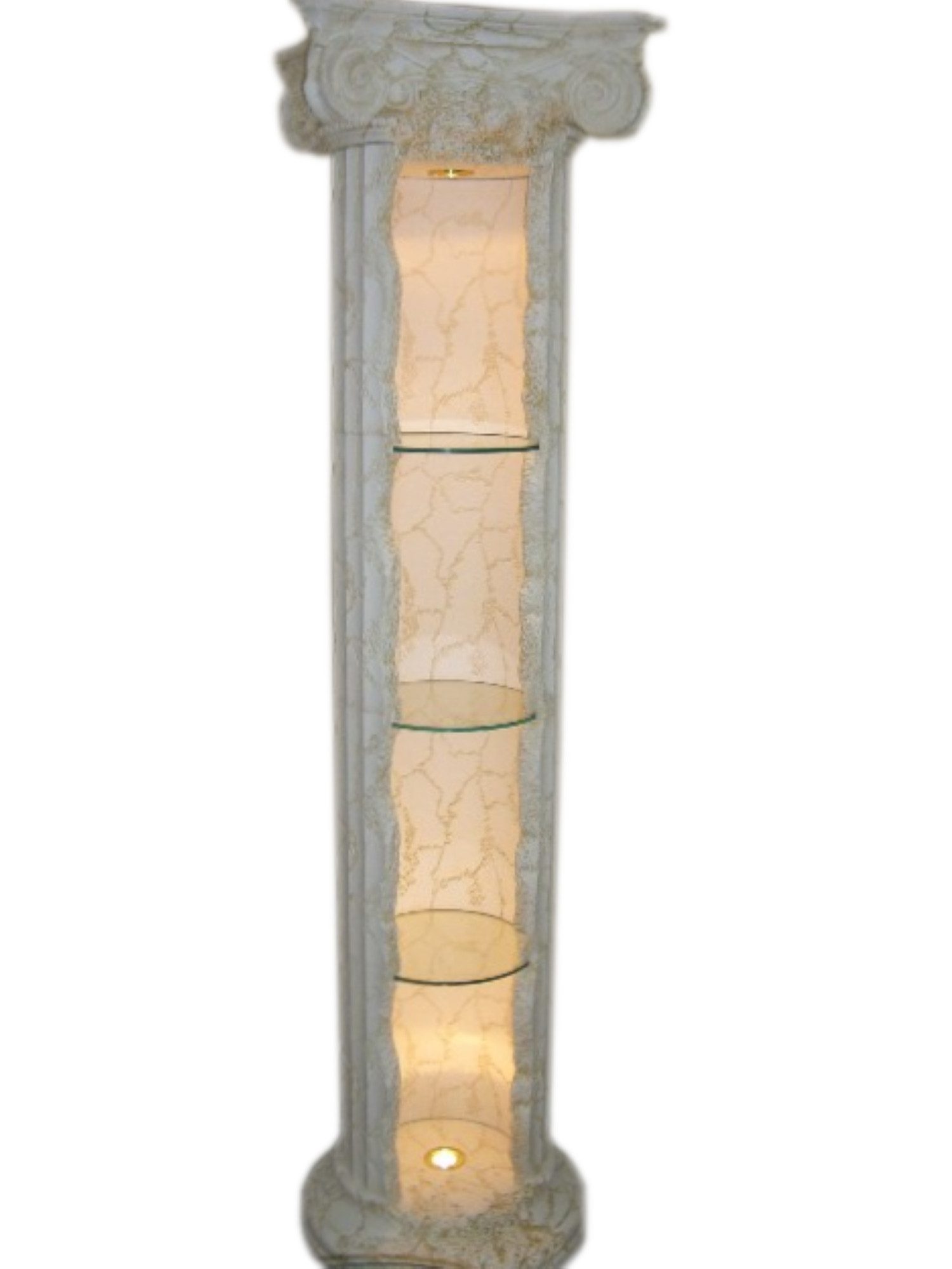 Schatzkiste1 Glasvitrine XXL Dekosäule Standsäule Steinmöbel Vitrine beleuchtet Römersäule