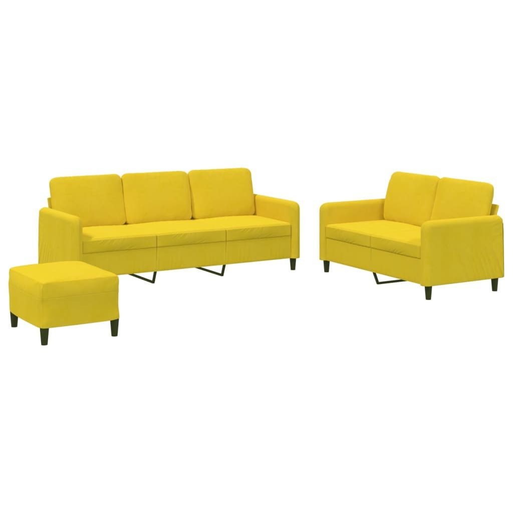 vidaXL Sofa, 3-tlg. Sofagarnitur Gelb Samt