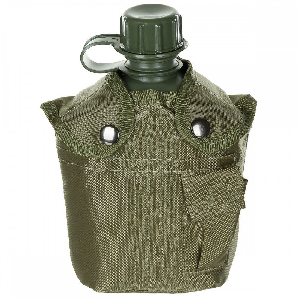MFH Feldflasche US Plastikfeldflasche, Nylonbezug, oliv, 1 l, BPA-frei