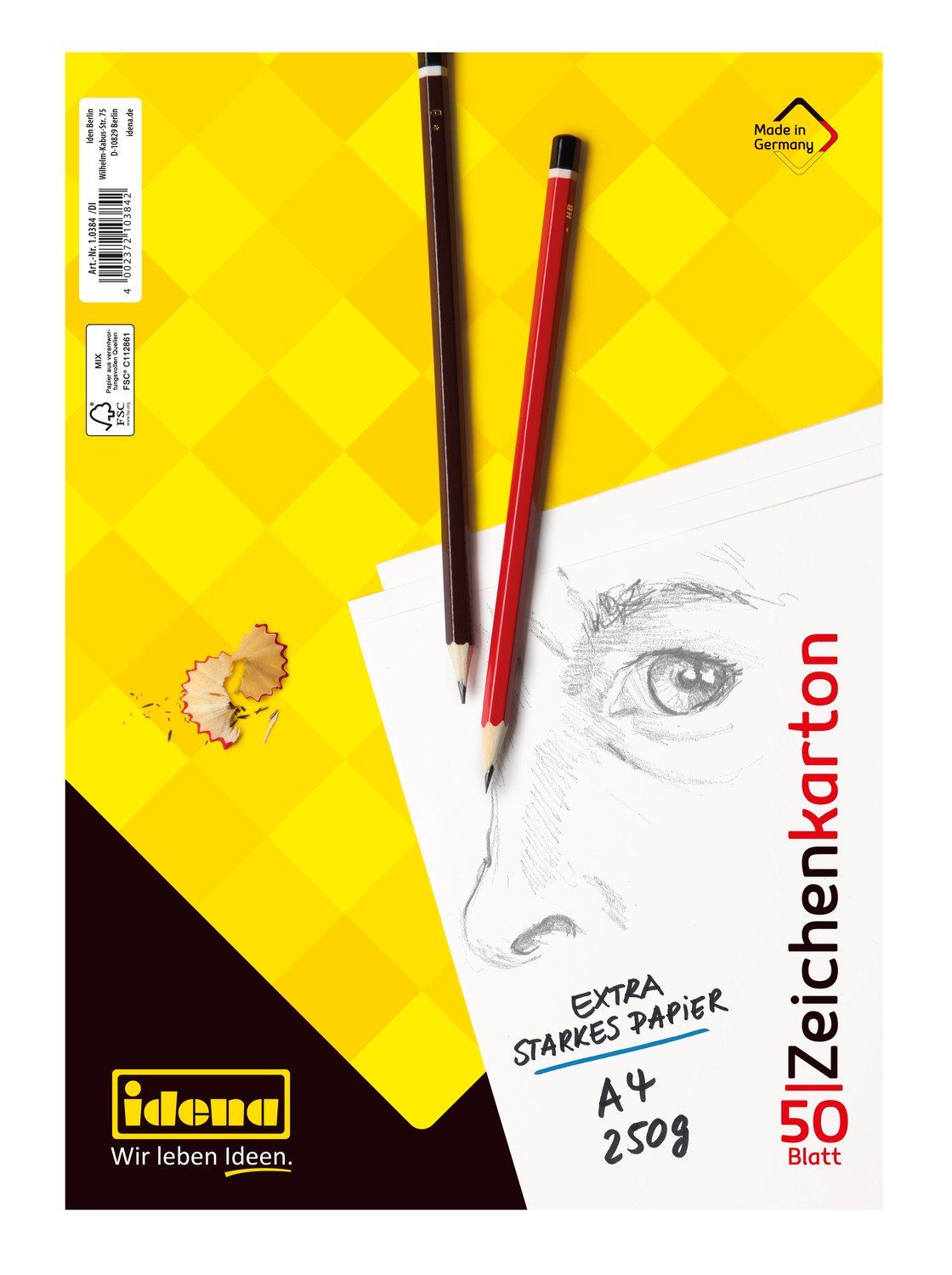 Idena Zeichenkartonblock Idena Zeichenkarton 50 Blatt 250g/m² DIN A4