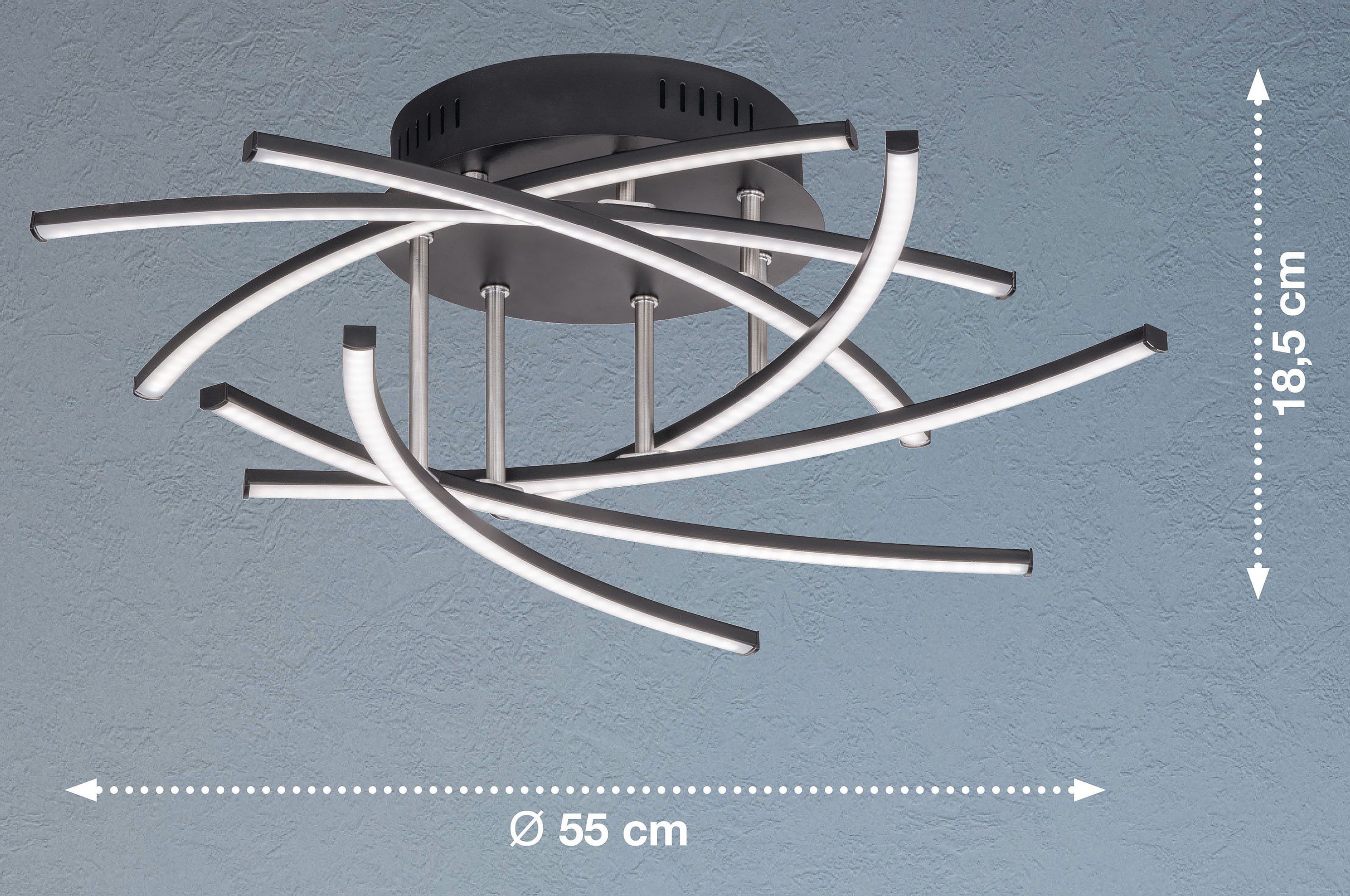 Deckenleuchte LED kaltweiß warmweiß FISCHER & - - über Cross HONSEL CCT Fernbedienung, LED TW, integriert, fest