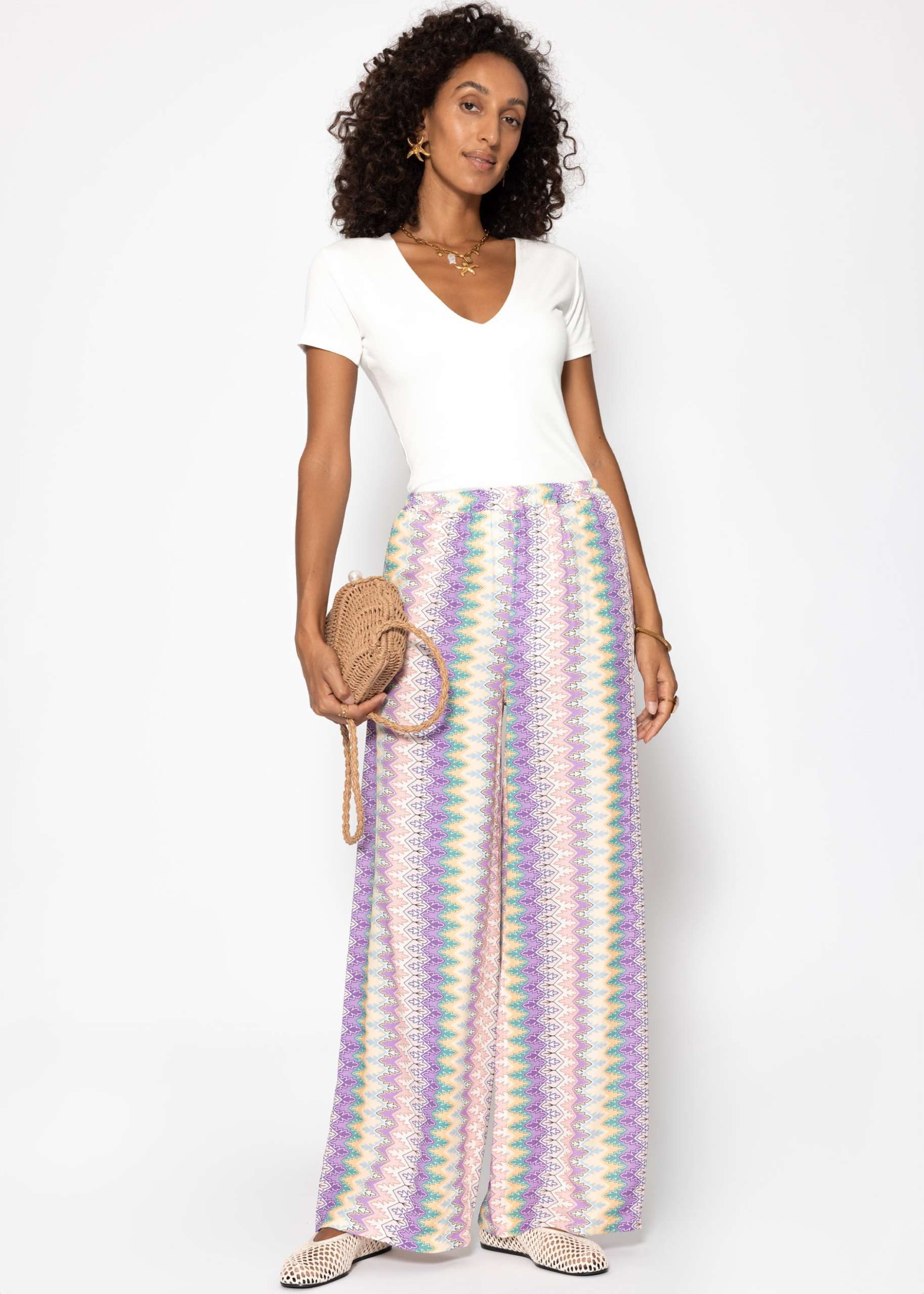 SASSYCLASSY Stoffhose Hose mit Blümchendruck für Damen Weite Hose in floral günstig online kaufen