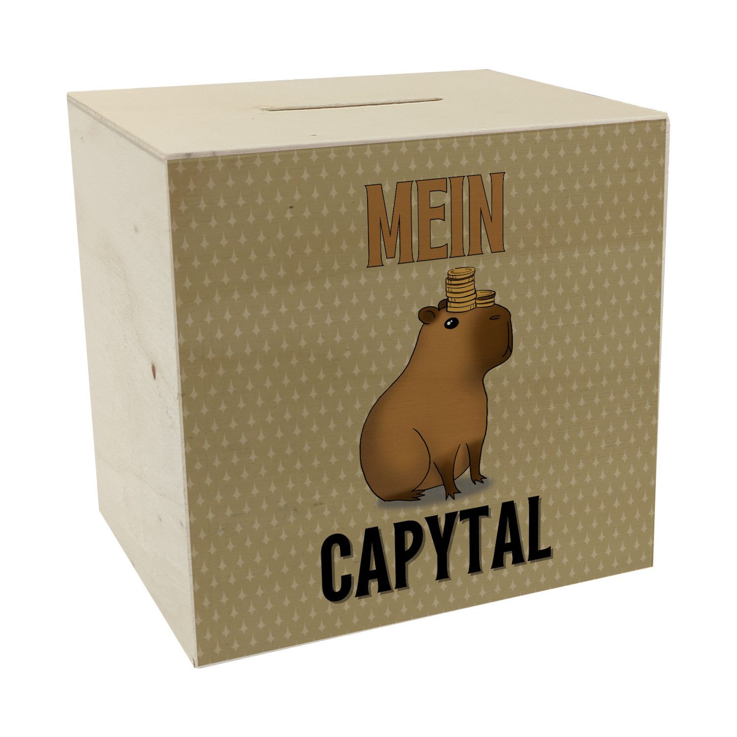 Spardose Mein Capytal Spardose aus Holz mit witzigem Capybara