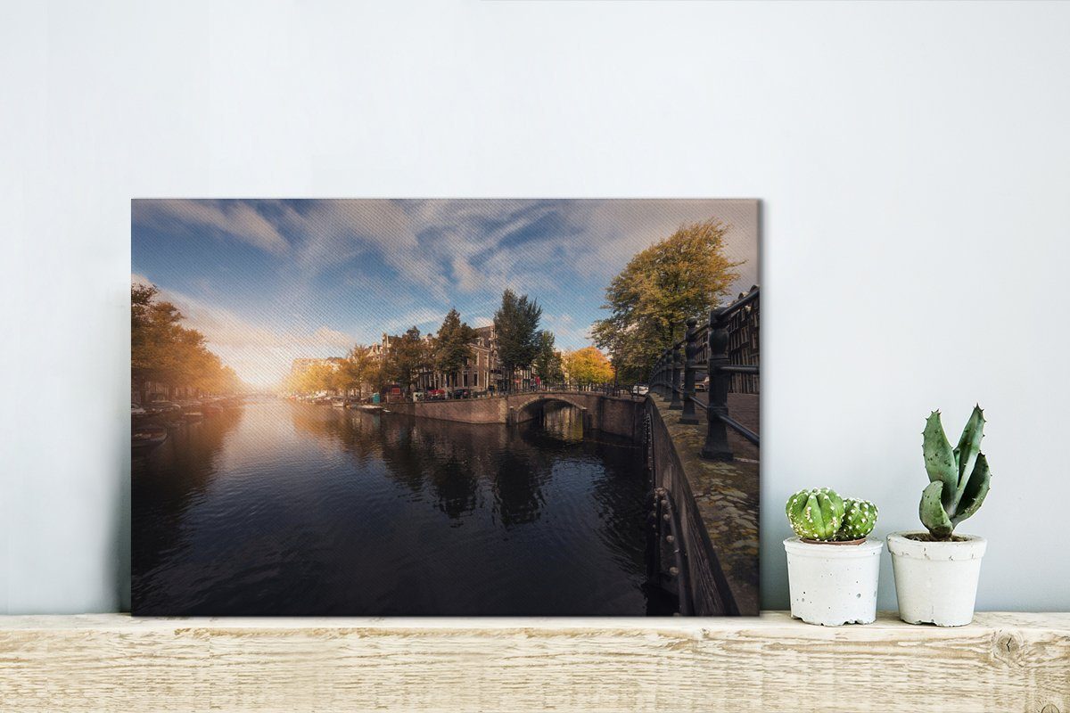 cm bei Sonnenuntergang, Wandbild OneMillionCanvasses® Leinwandbilder, Leinwandbild St), 30x20 (1 Keizersgracht Wanddeko, Amsterdams Aufhängefertig,
