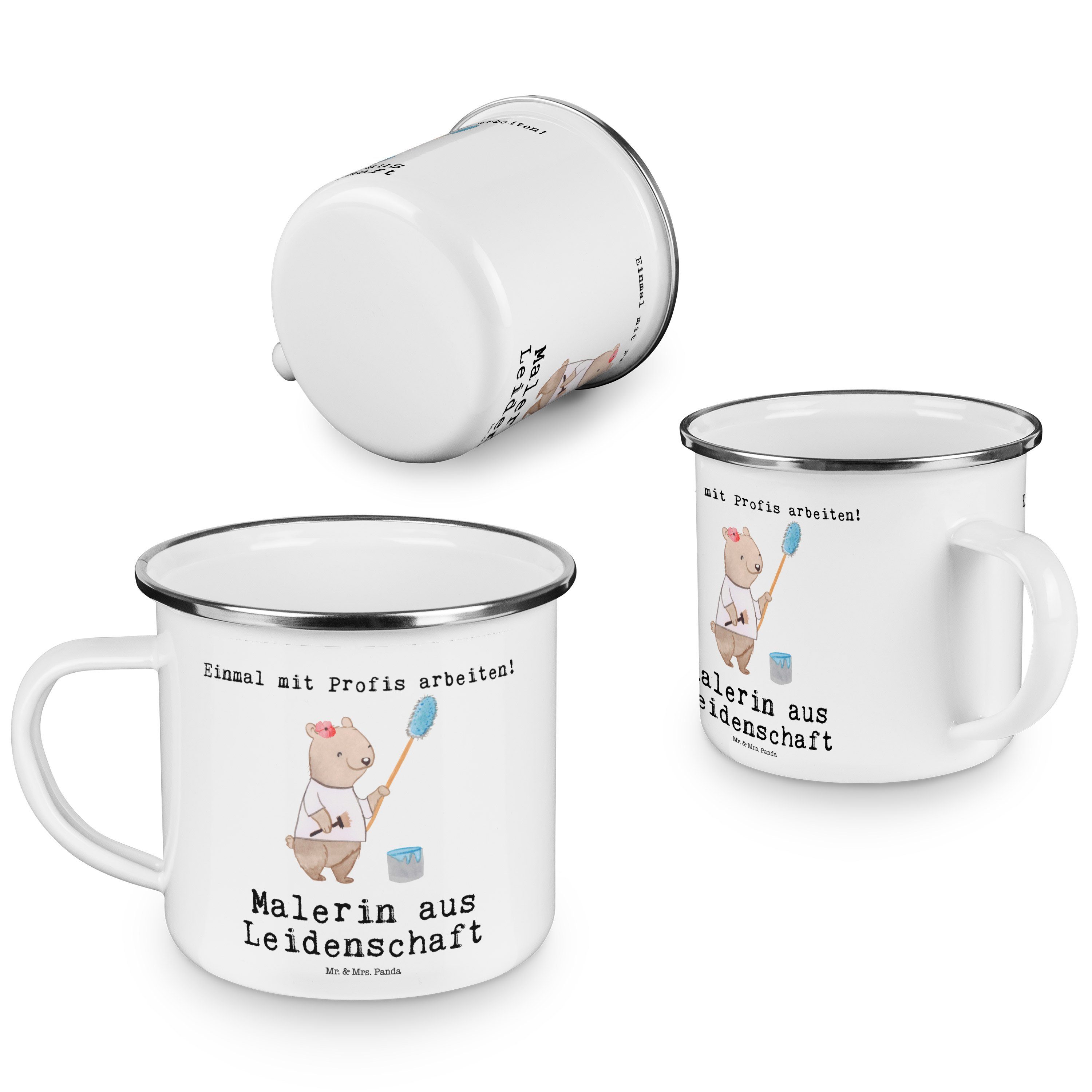 Becher Mr. & Geschenk, Weiß Panda Emaille Mrs. - Leidenschaft Campingta, Malerin aus Malermeisterin, -