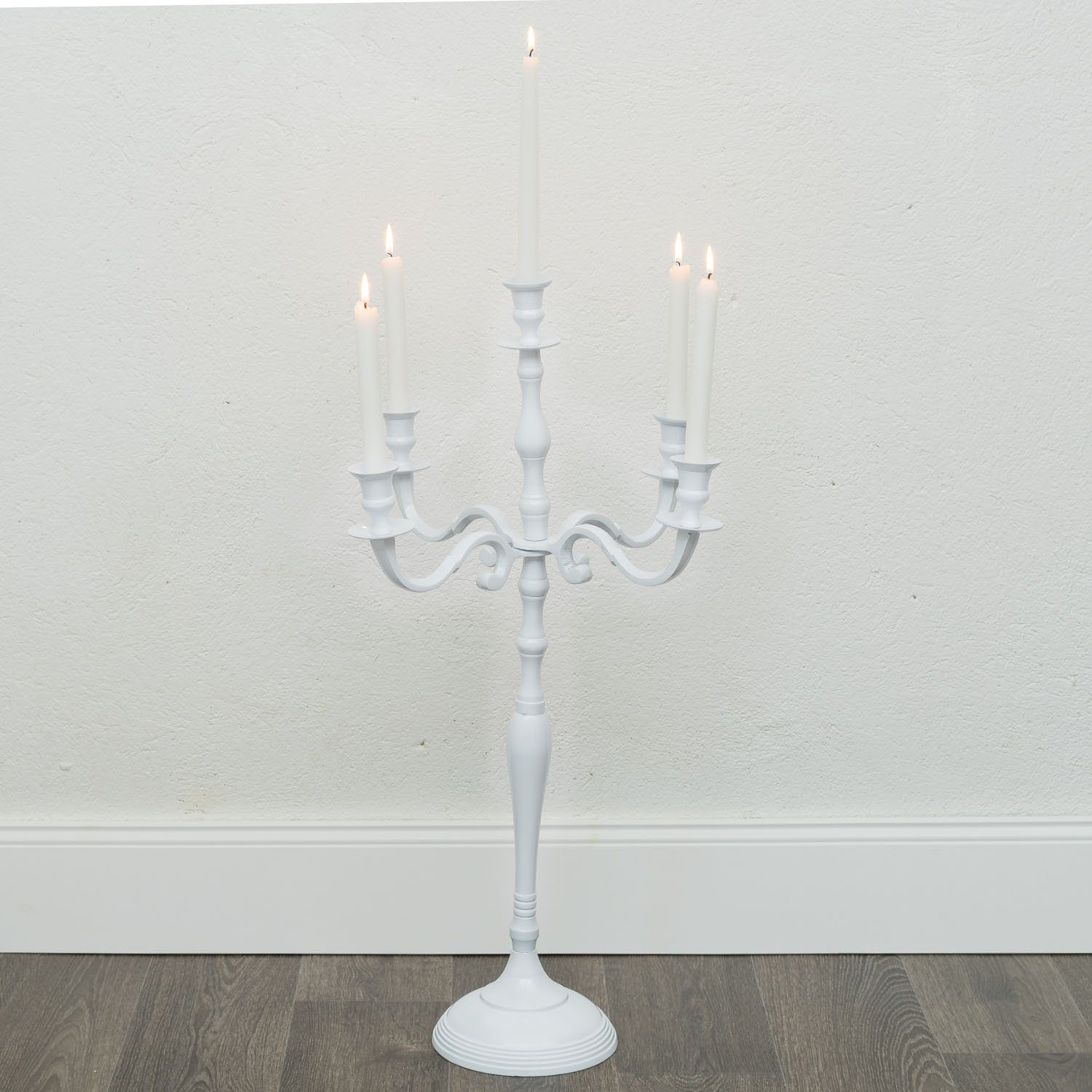 78cm weiss Kerzenständer 5-armig Kerzenhalter Antik-Stil Kerzenständer Aubaho Aluminium