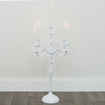 Aubaho Kerzenständer Kerzenhalter Kerzenständer 5-armig Aluminium weiss Antik-Stil 78cm