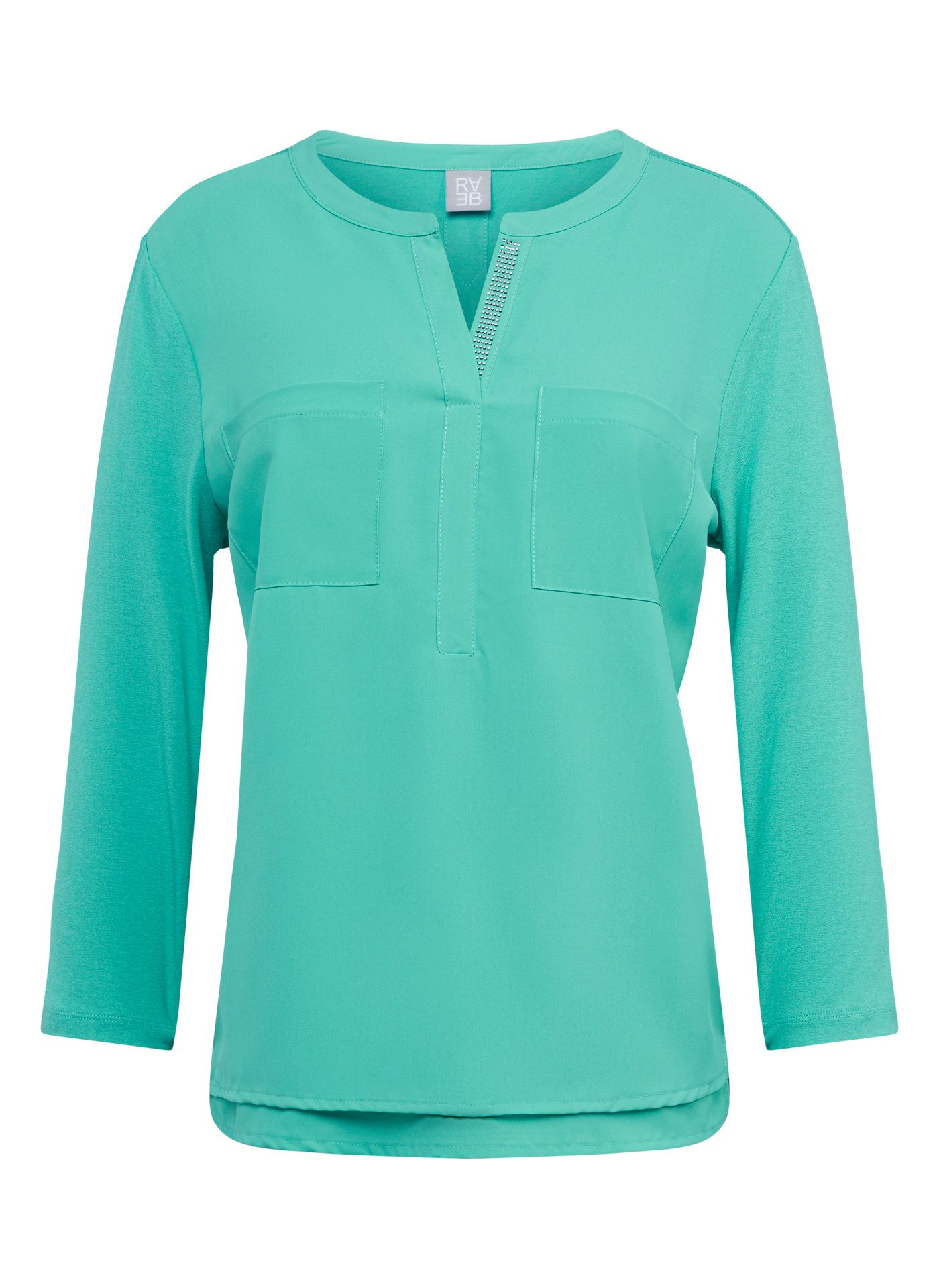 Rabe Kurzarmbluse - elegante 3/4-Arm-Bluse mit Glitzerdetails im Ausschnitt