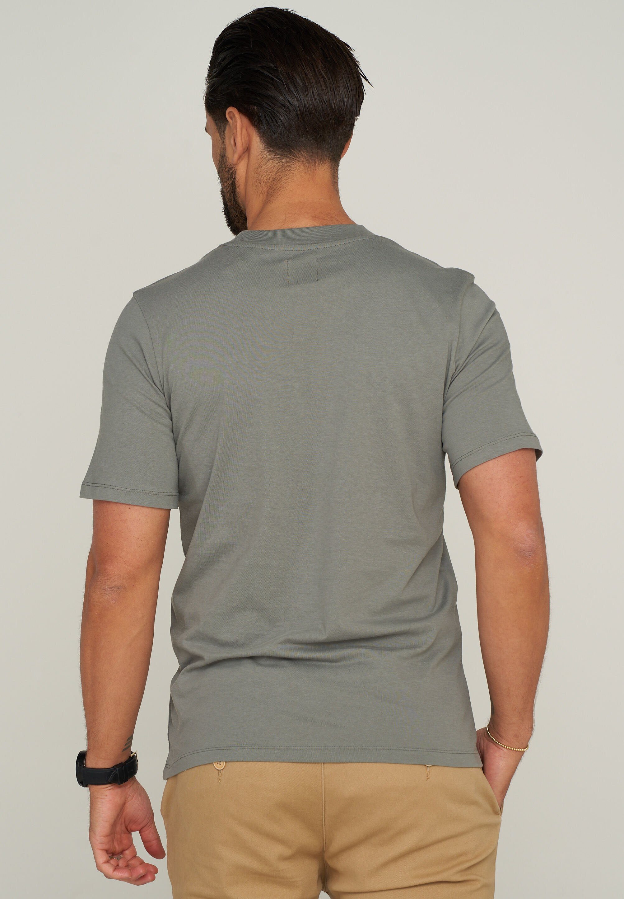 Jack & Jones T-Shirt JJHILL TEE SS CREW NECK Basic Shirt mit großen Druck und Rundhalsausschnit Baumwolle Stretch