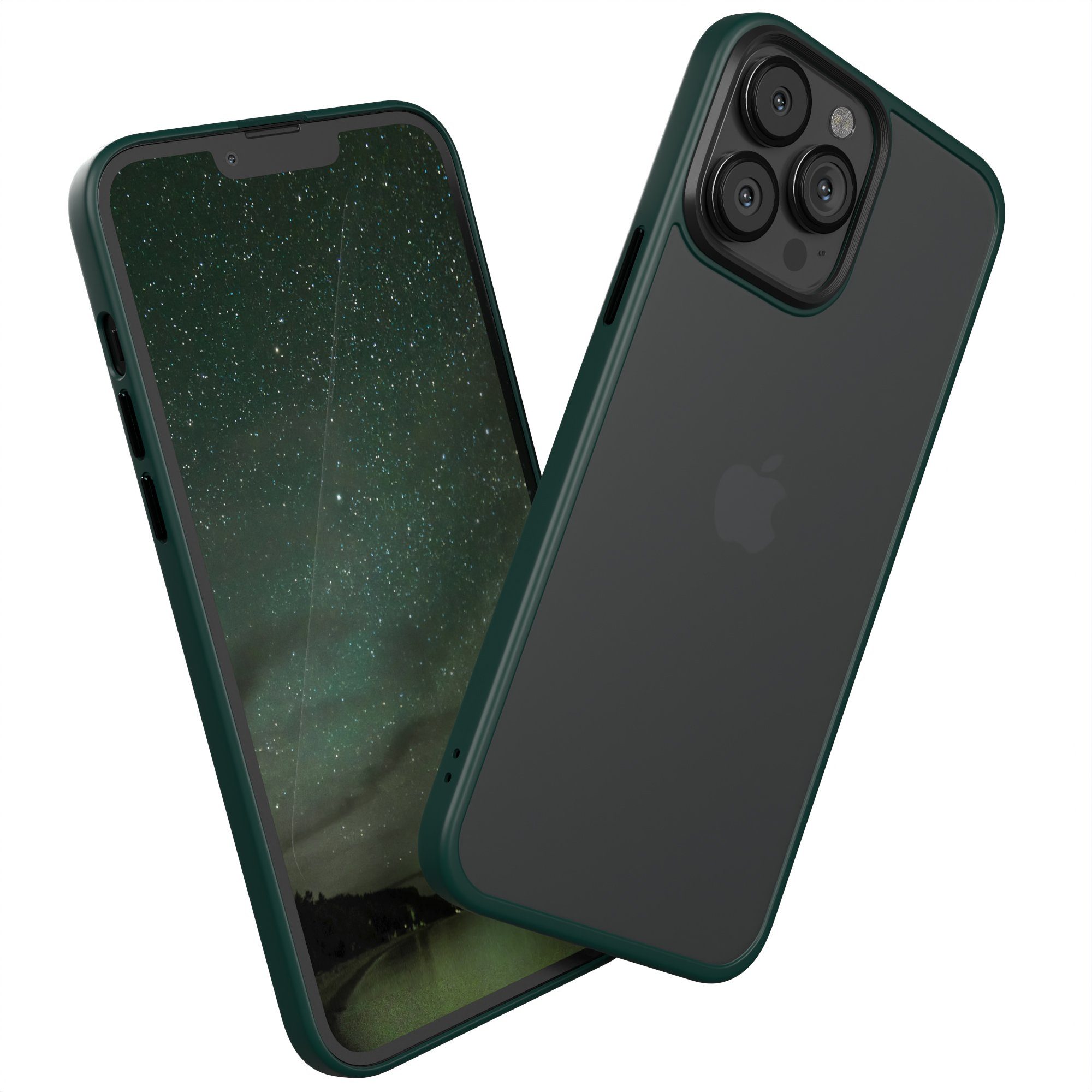 EAZY CASE Handyhülle Outdoor Case für Apple iPhone 13 Pro Max 6,7 Zoll, Slim Cover Durchsichtig Robust Back Cover stoßfest Grün / Nachtgrün