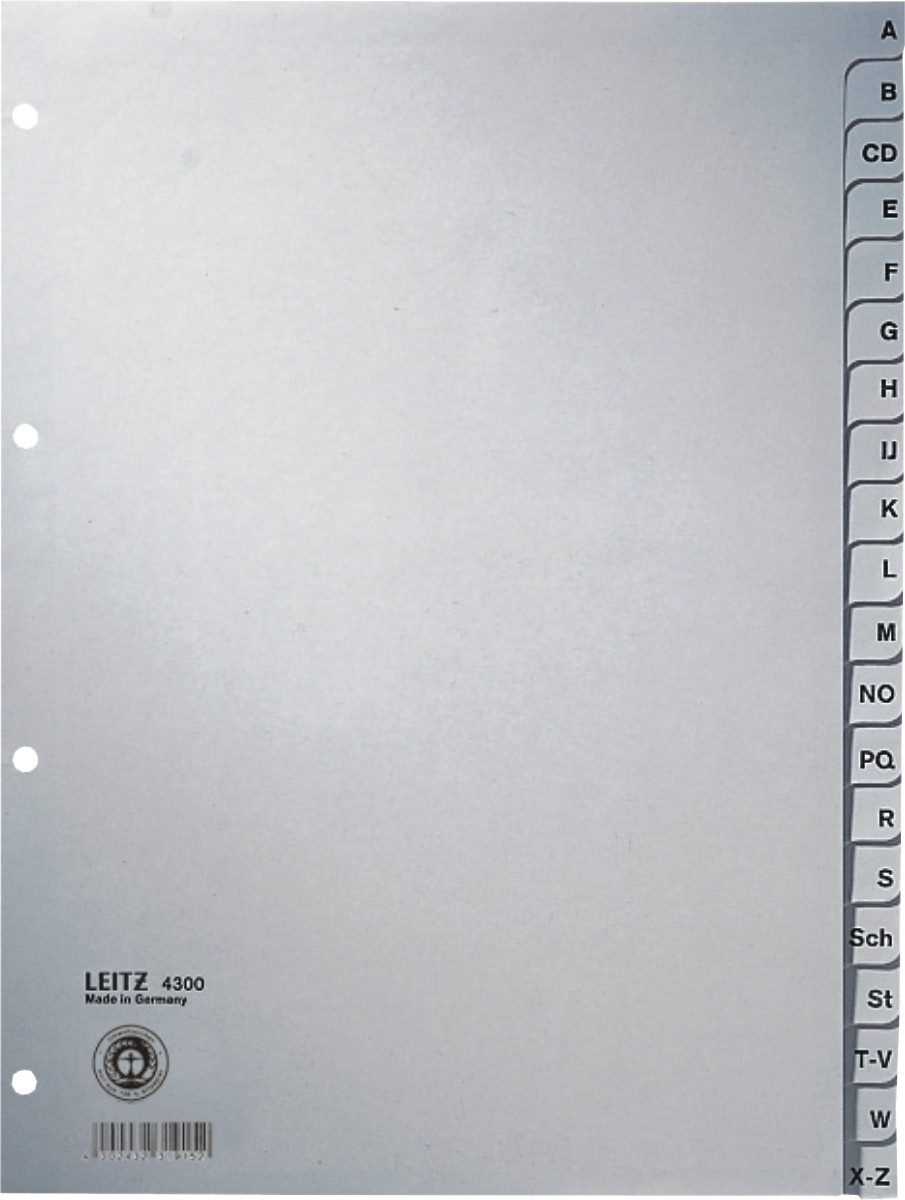 LEITZ Aktenordner Register A4 A-Z 100g/qm grau
