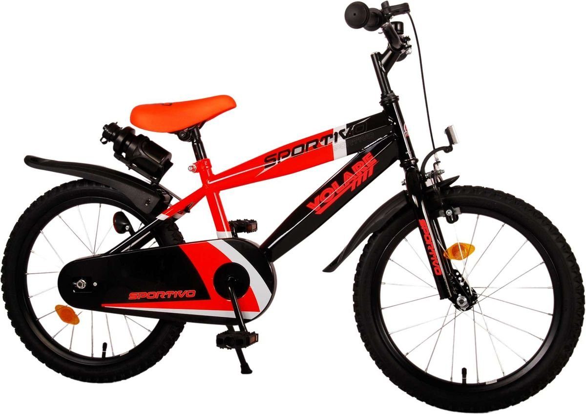 Volare Kinderfahrrad 18 Zoll Fahrrad Kinderfahrrad MTB BMX Rad Bike Sportivo Orange 2072, 1 Gang, Rücktrittbremse, Seitenständer, Schutzbleche, Trinkflasche