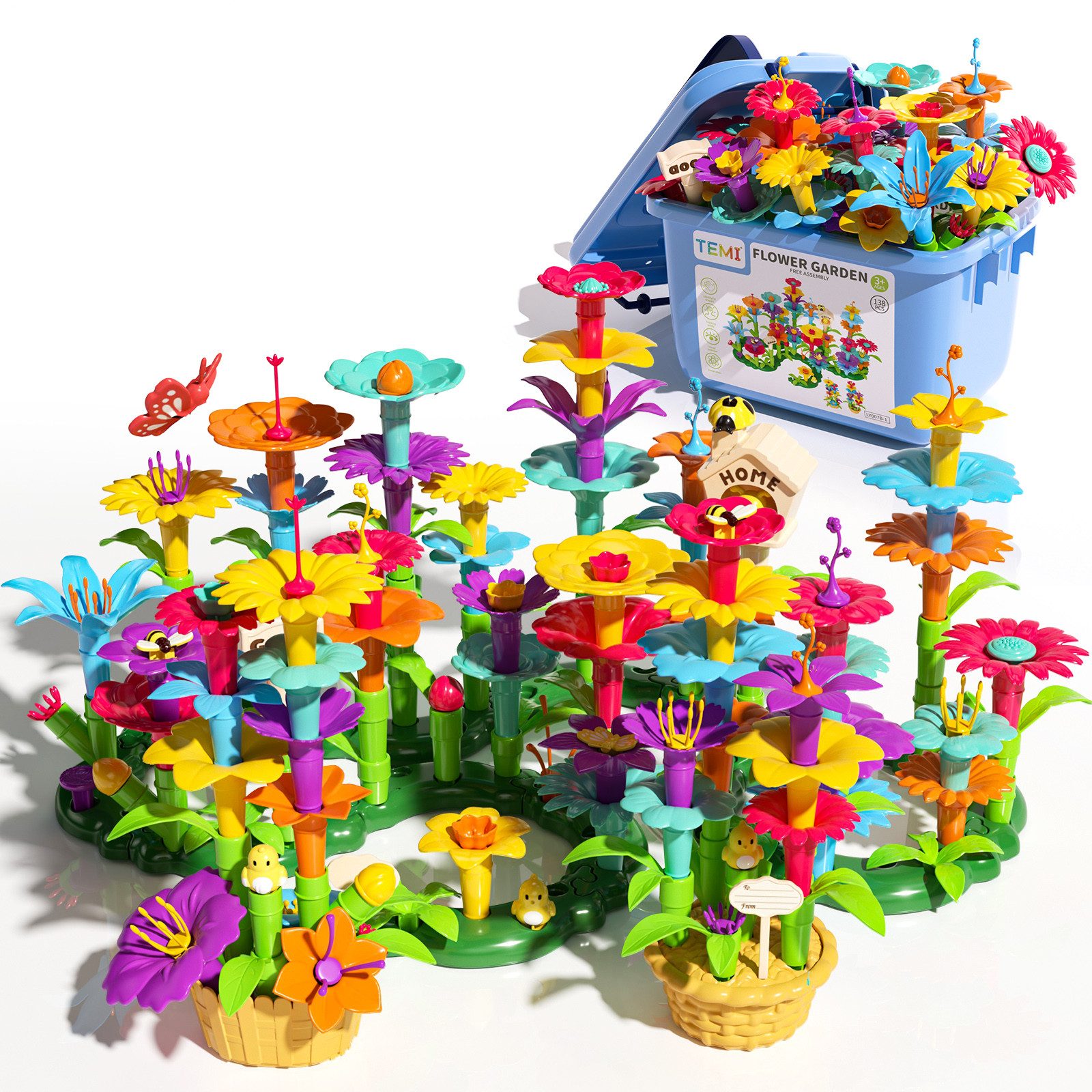 TEMI 91/138/224 PCS Blumen Garten Gebäude Spielzeug Spielbausteine, (Set, 1 günstig online kaufen