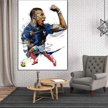 TPFLiving Kunstdruck (OHNE RAHMEN) Poster - Leinwand - Wandbild, Berühmte Fußballspieler - Ronaldinho Gaucho - (Wanddeko Wohnzimmer, Kinderzimmer, Schlafzimmer, Büro, Hotel), Farben: Blau, Rot, Gelb, Grün, Grau - Größe: 20x30cm