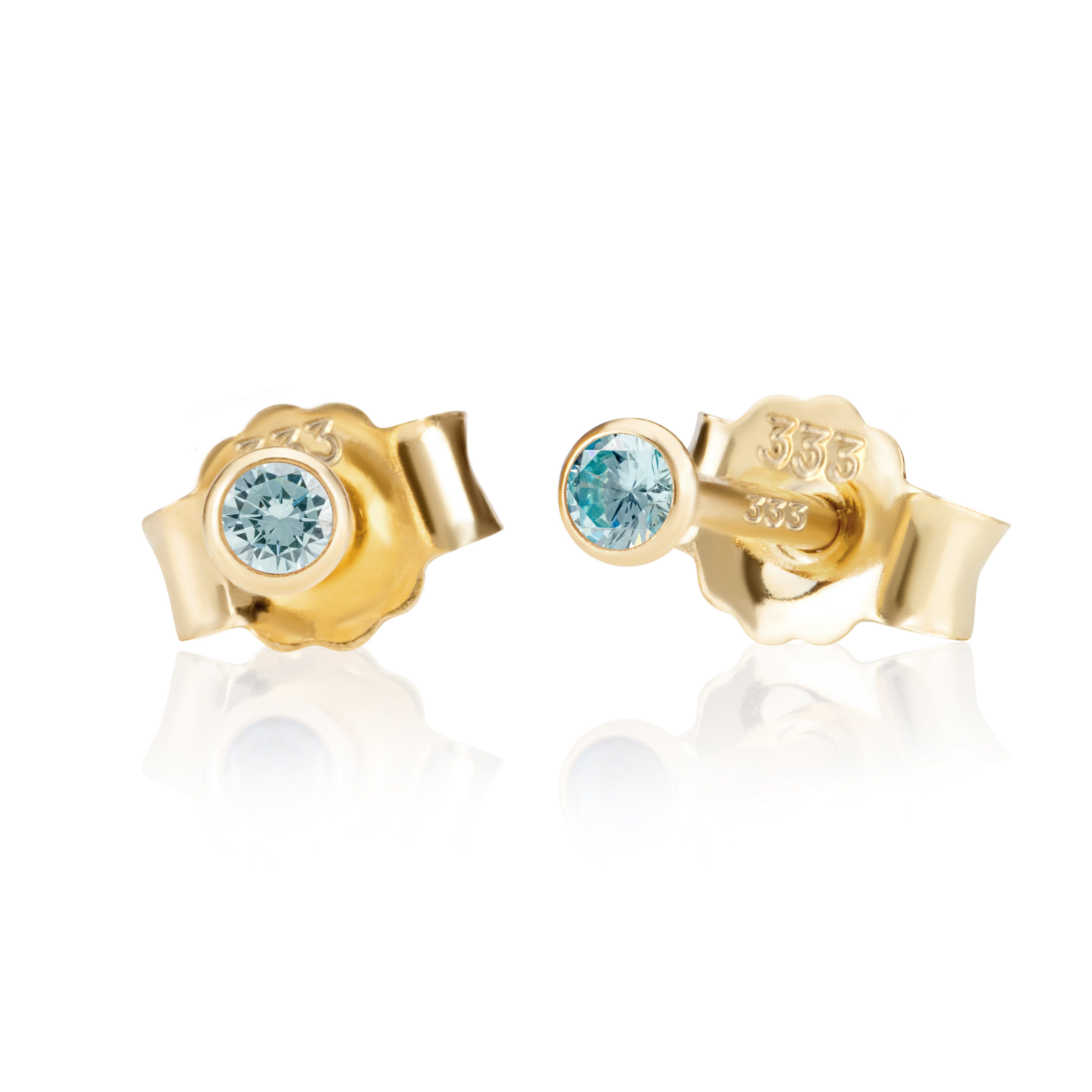 NKlaus Paar Ohrstecker Paar 2,0mm 333 Gelb Gold 8 K Ohrstecker Zirkon Aqu ( günstig online kaufen