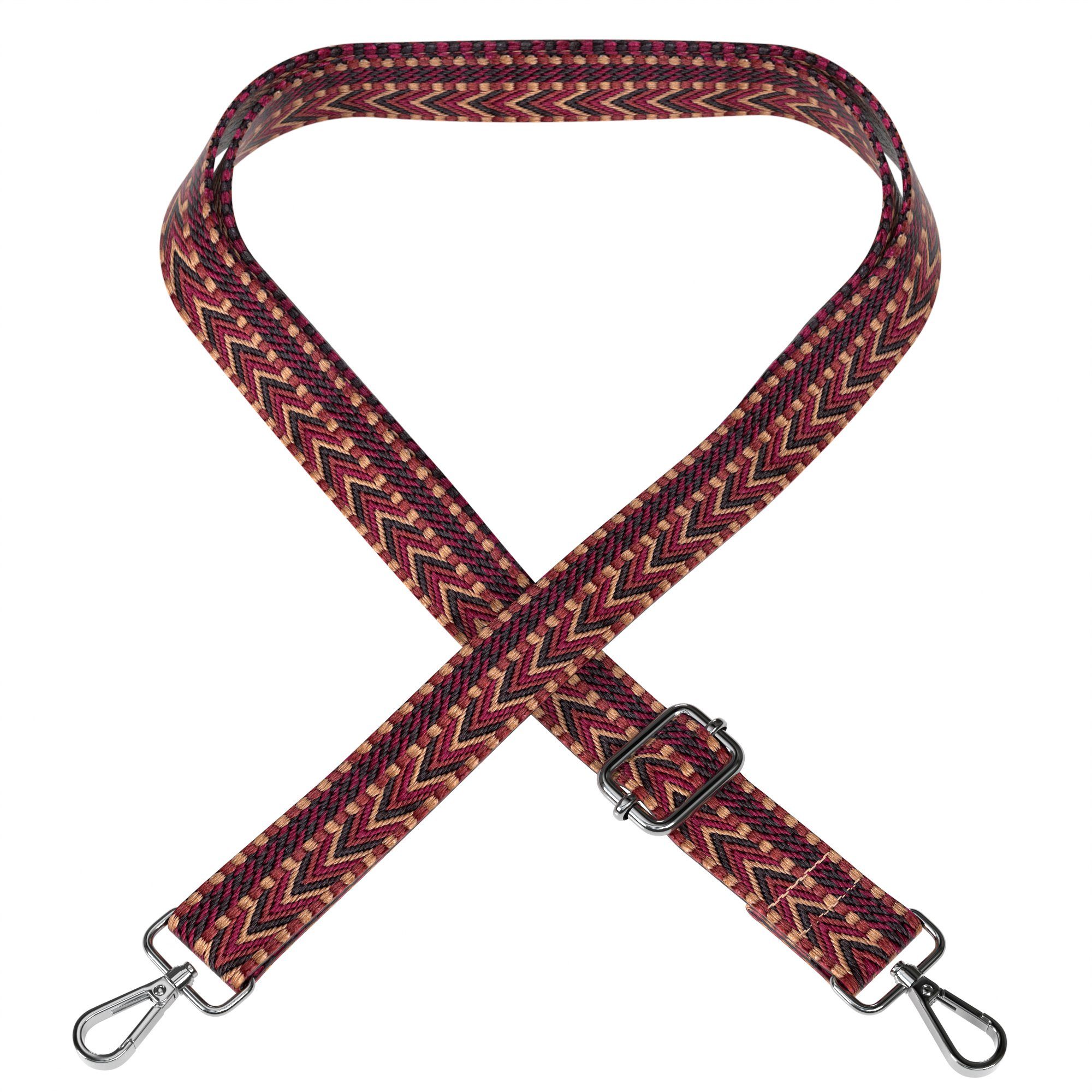 EAZY CASE Schulterriemen Ersatz Taschenriemen Boho Style Breiter Riemen zum Umhängen für Umhängetasche Bunt Wechselgürtel Rot